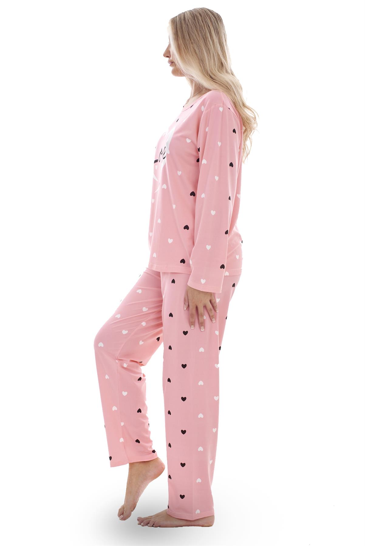 Ladies Pyjama Set Love Crew Neck Long Sleeve Soft Cotton Loungewear PJs M to XXL - Picture 21 of 25