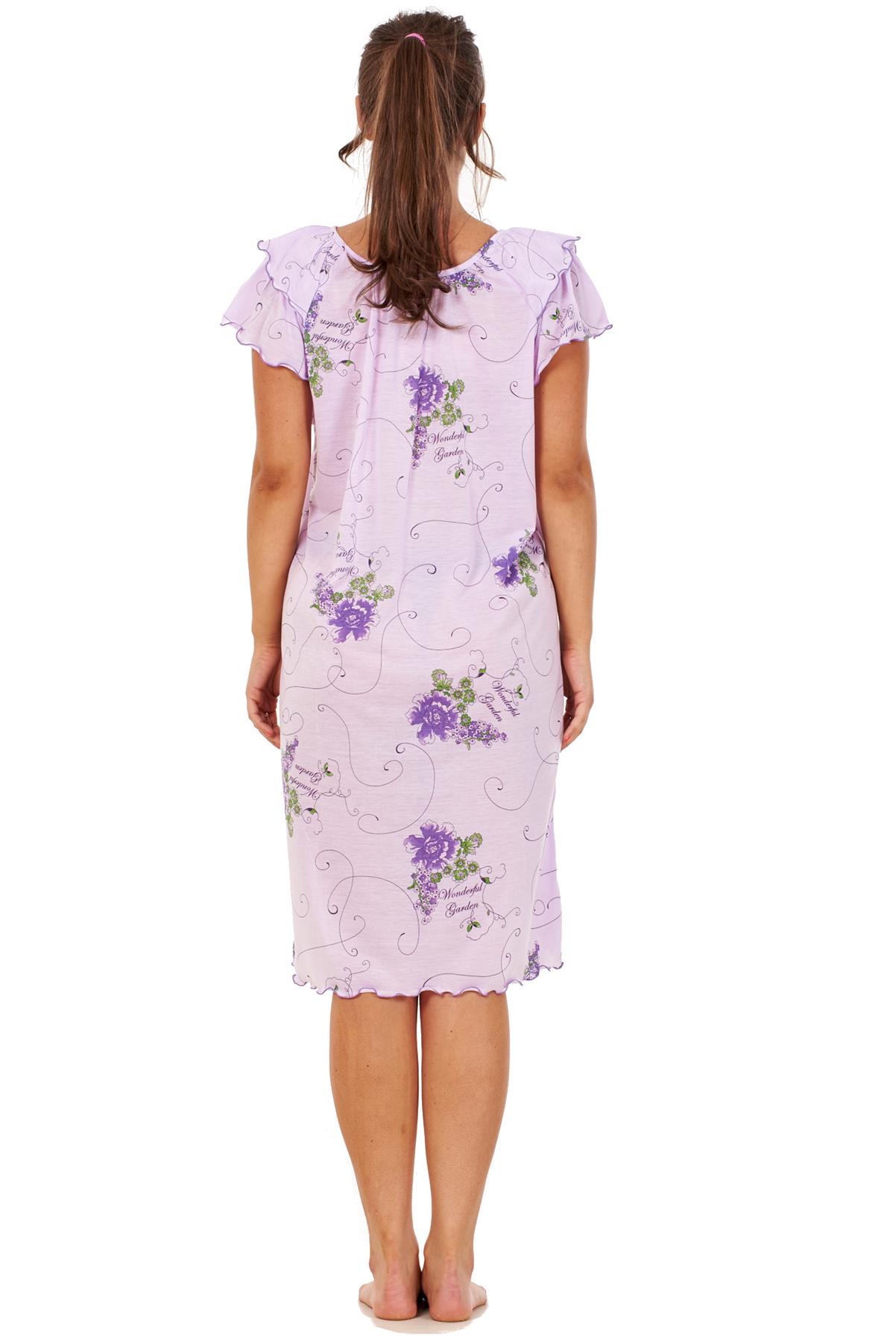 Ladies Short Nightdress Cotton Blend Cap Sleeve Nightwear Peony Floral M to XXXL - Picture 20 of 46