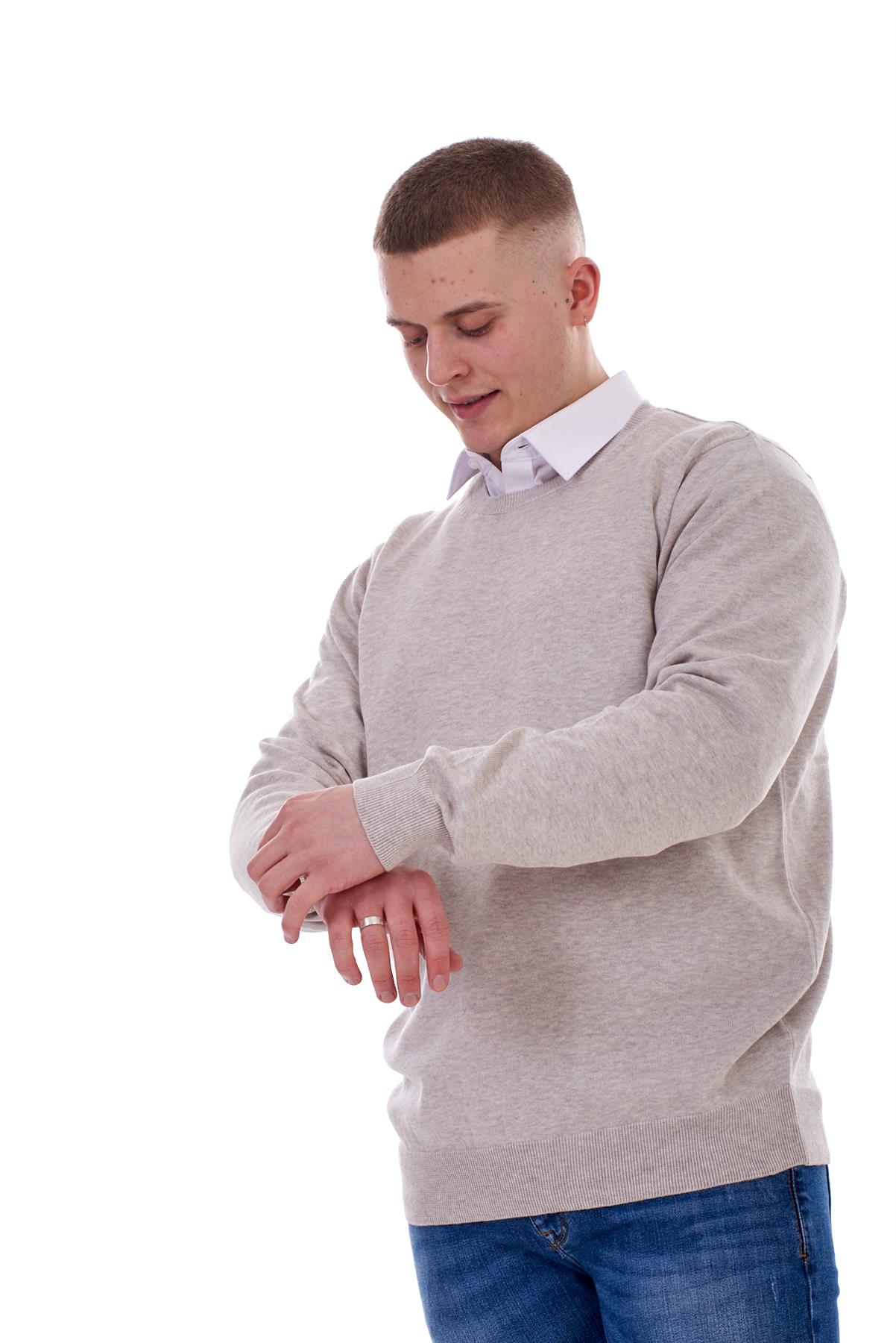 Mens Plain Jumper Ex-Chain Store Crew Neck Long Sleeve Knitted Pullover Sweater - Picture 20 of 41