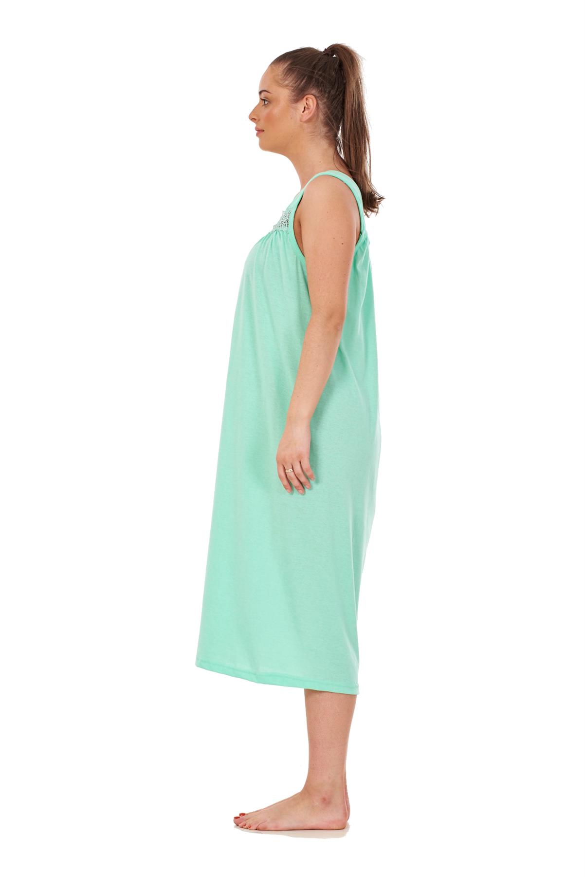 Women Plus Size Nightwear Plain 100% Cotton Sleeveless Long Nightdress 4XL - 6XL - Picture 16 of 26