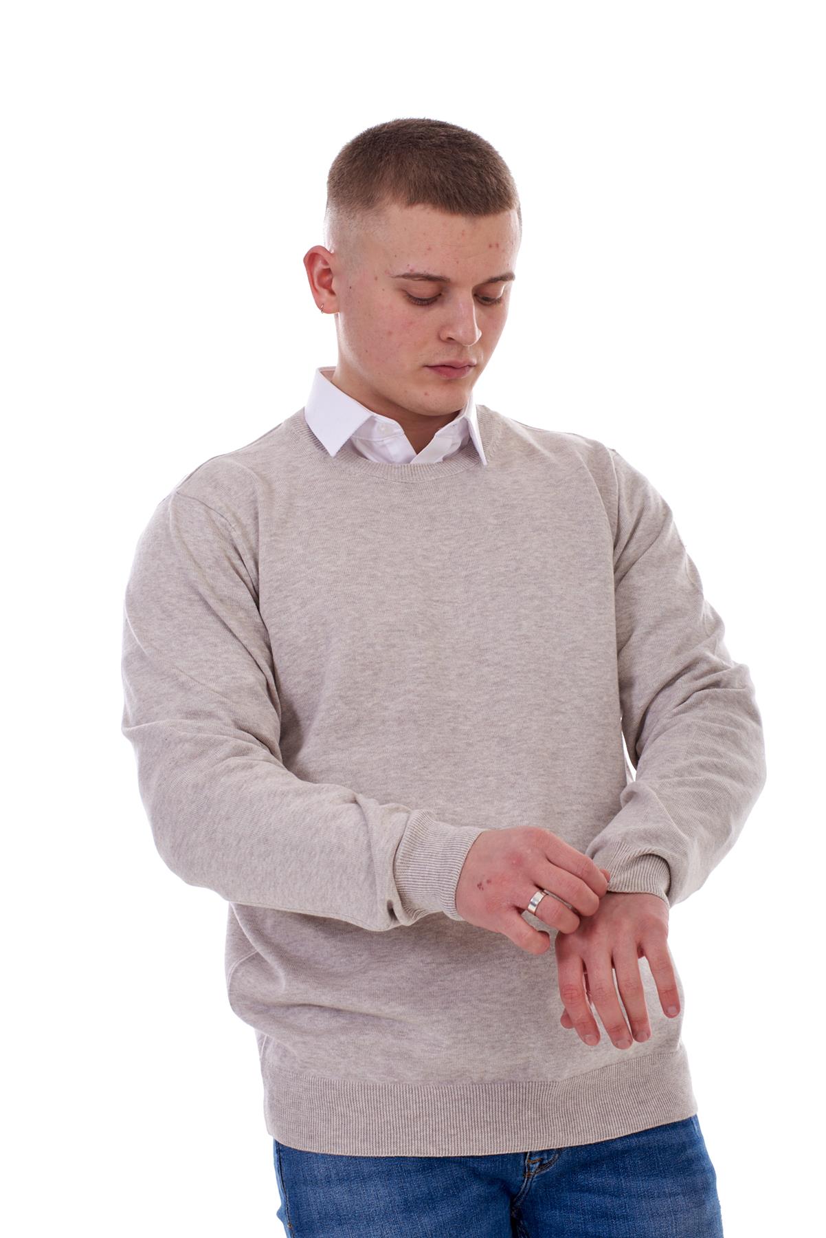 Mens Plain Jumper Ex-Chain Store Crew Neck Long Sleeve Knitted Pullover Sweater - Picture 19 of 41
