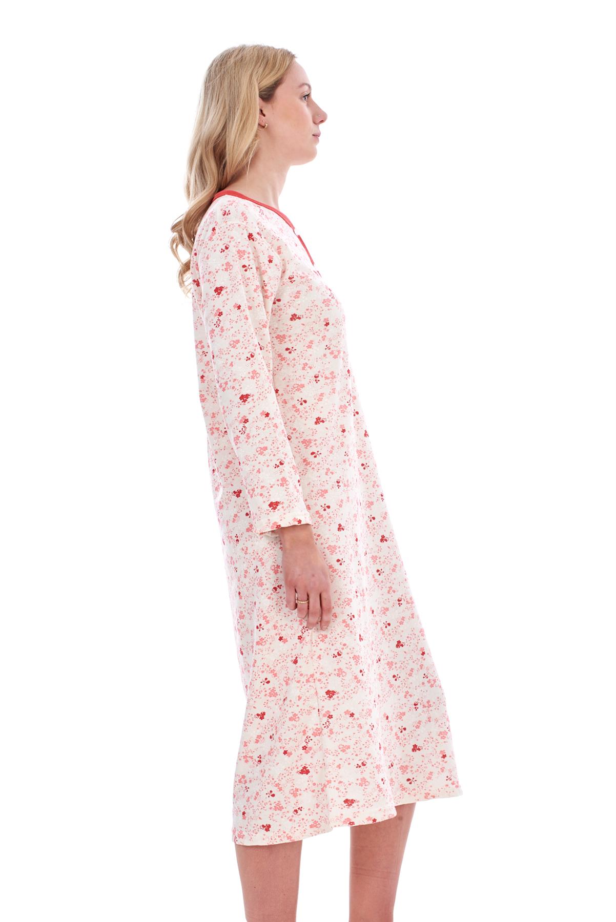 Women Thermal Nightdress 100% Cotton Floral Long Sleeve Buttons Warm Nightwear | eBay