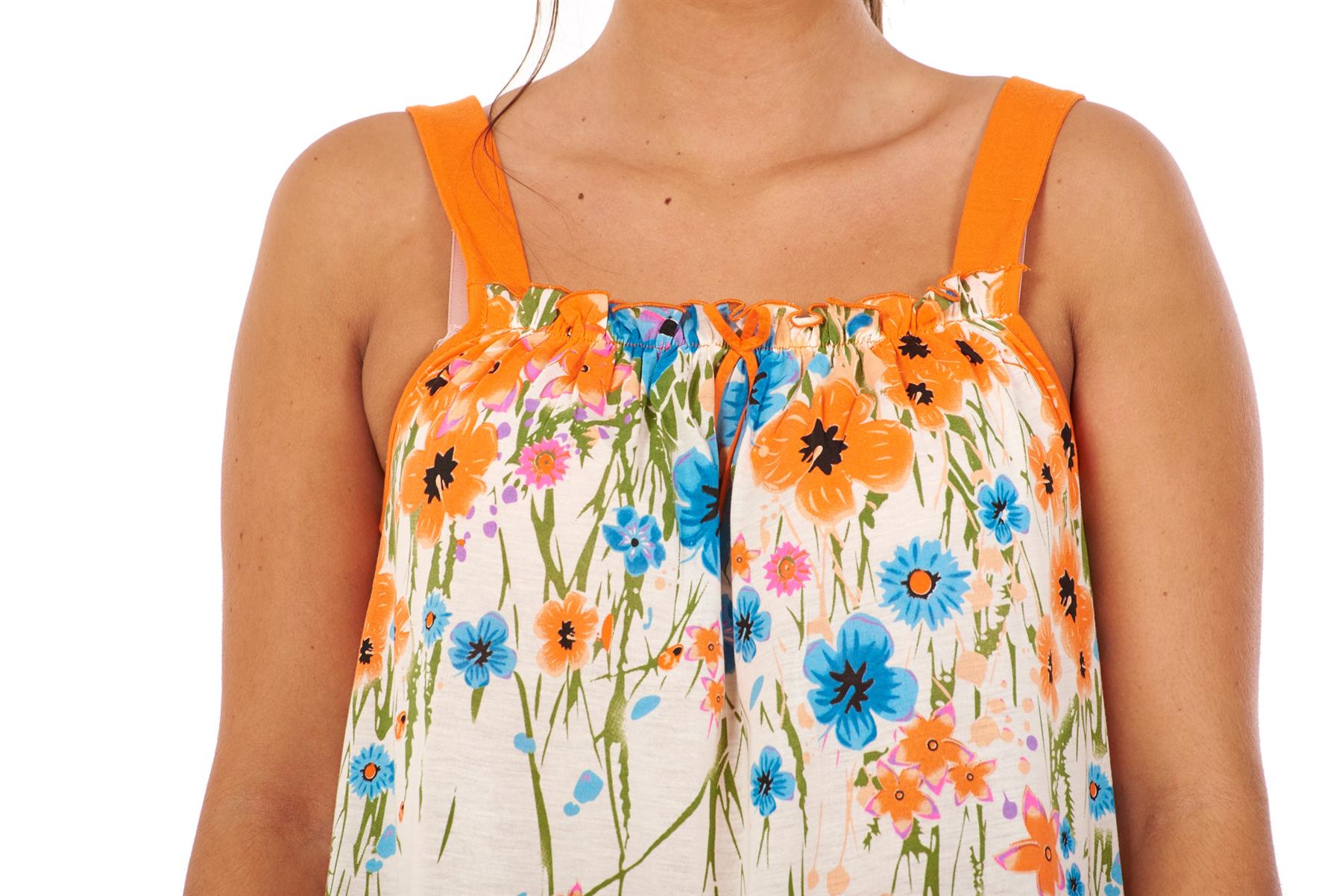Ladies Sleeveless Nightdress Poppy Floral Cotton Short Nightwear M to 3XL - Picture 28 of 43