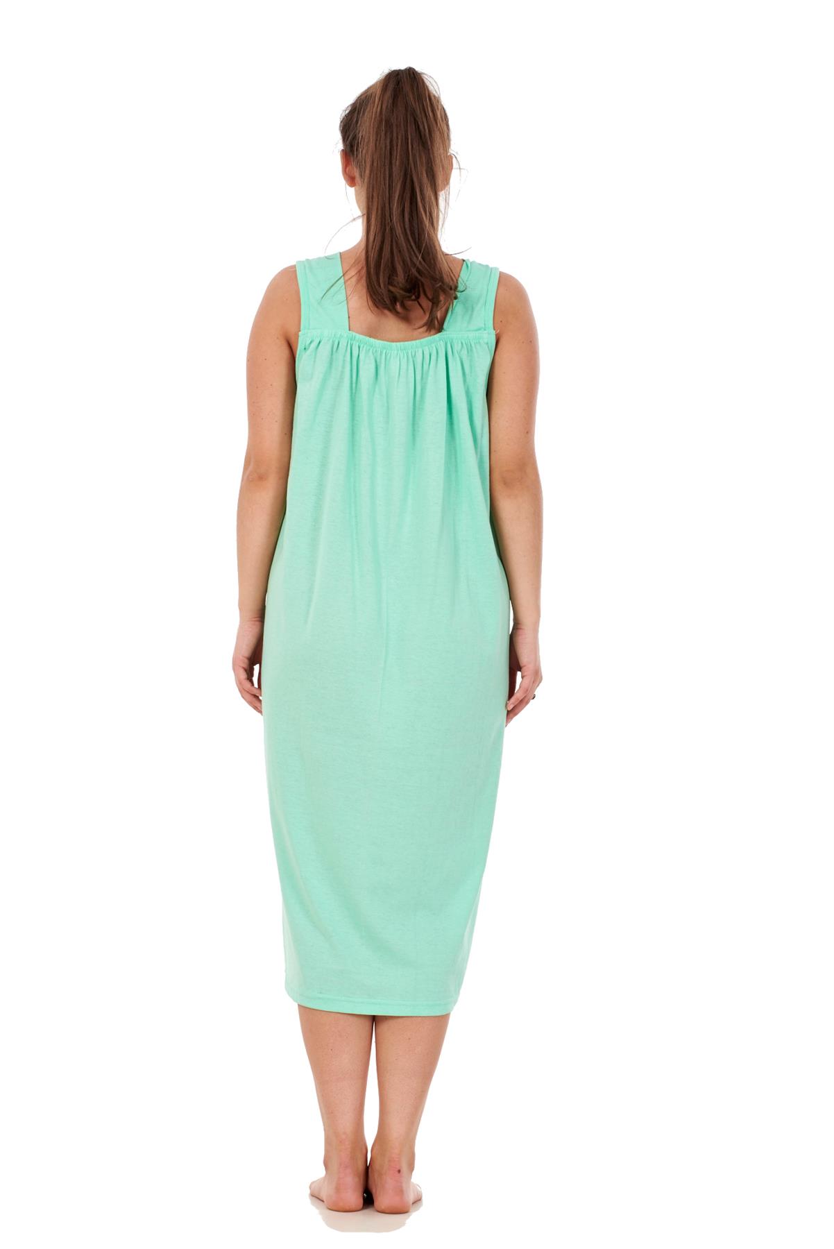 Women Plus Size Nightwear Plain 100% Cotton Sleeveless Long Nightdress 4XL - 6XL - Picture 17 of 26
