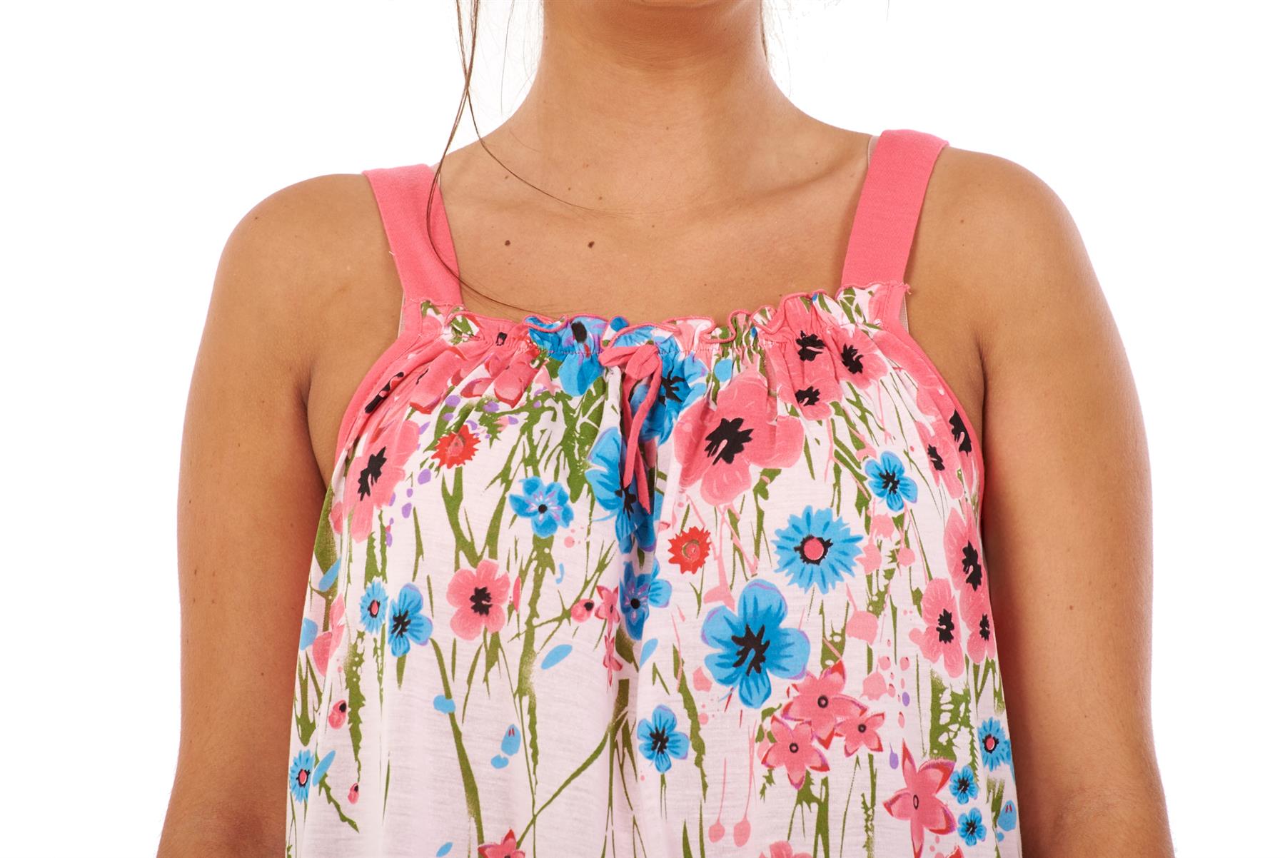 Ladies Sleeveless Nightdress Poppy Floral Cotton Short Nightwear M to 3XL - Picture 33 of 43