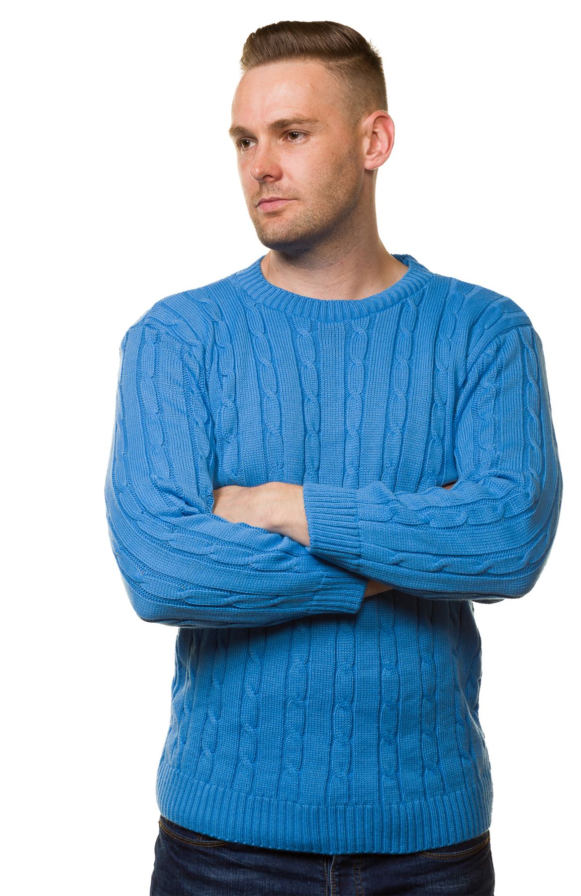 New Men’s Chunky Cable Knit Pullover Jumper Thick Warm Winter Sweater - Picture 3 of 6