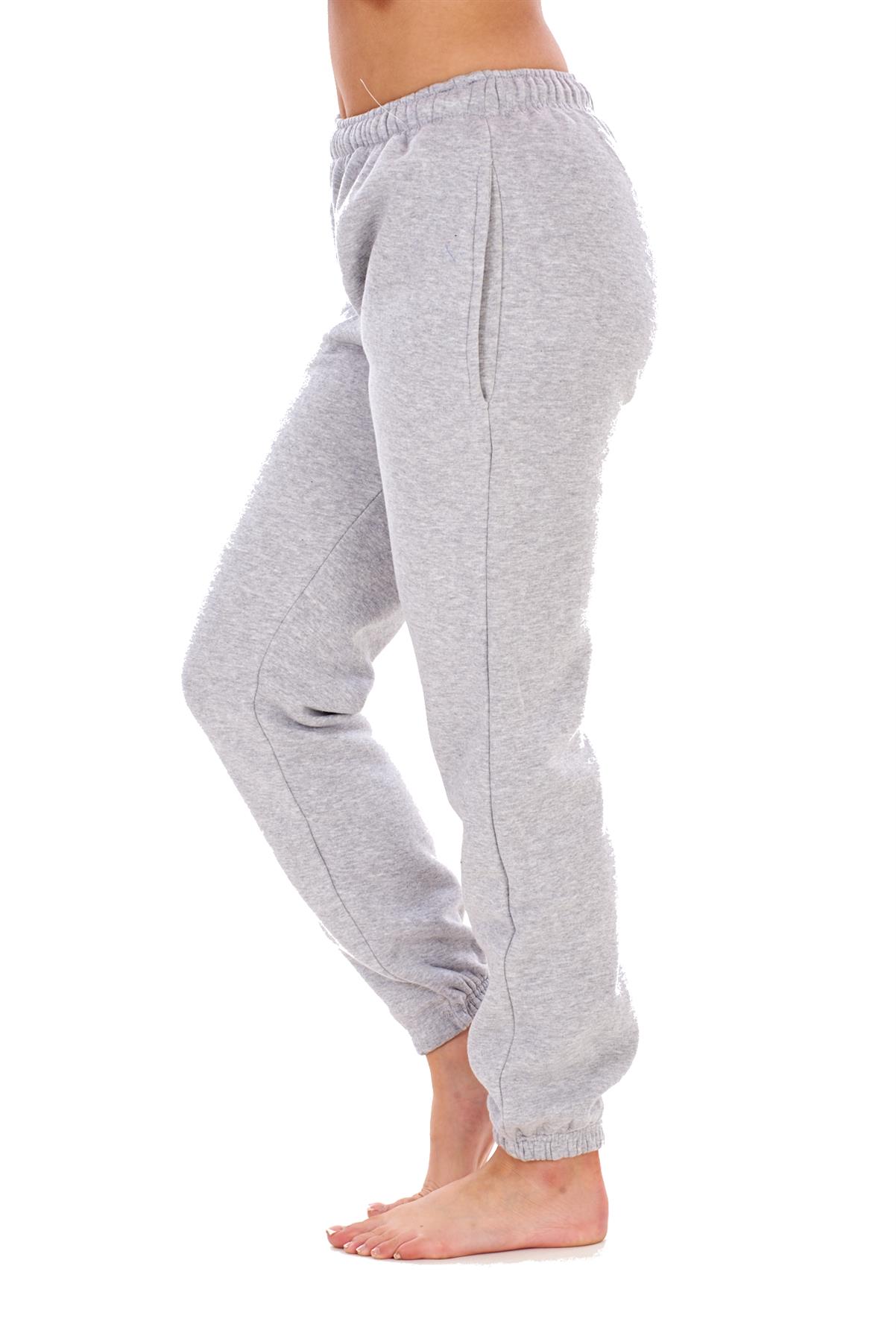 Womens Basic Fleece Joggers Regular Tracksuit Bottom Cuffed Ankle Cotton Blend - Picture 29 of 56