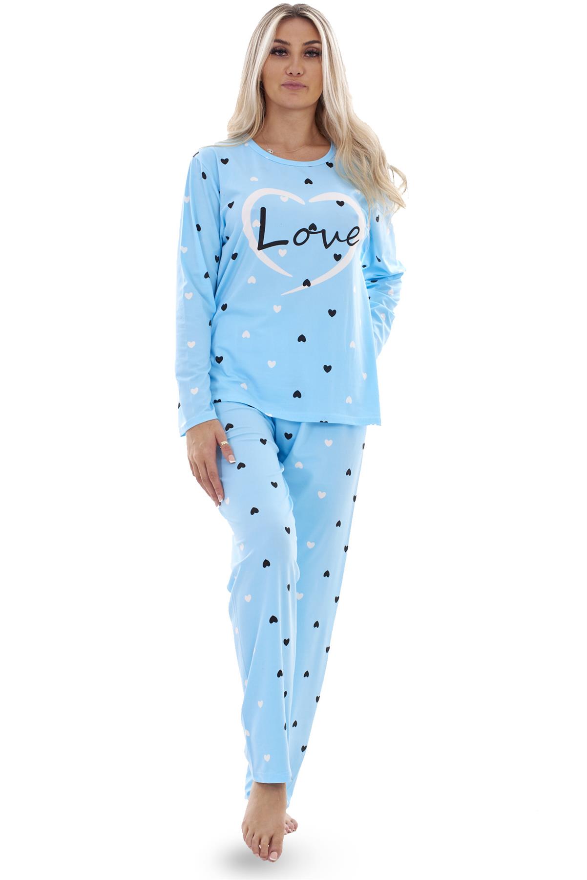 Ladies Pyjama Set Love Crew Neck Long Sleeve Soft Cotton Loungewear PJs M to XXL - Picture 6 of 25