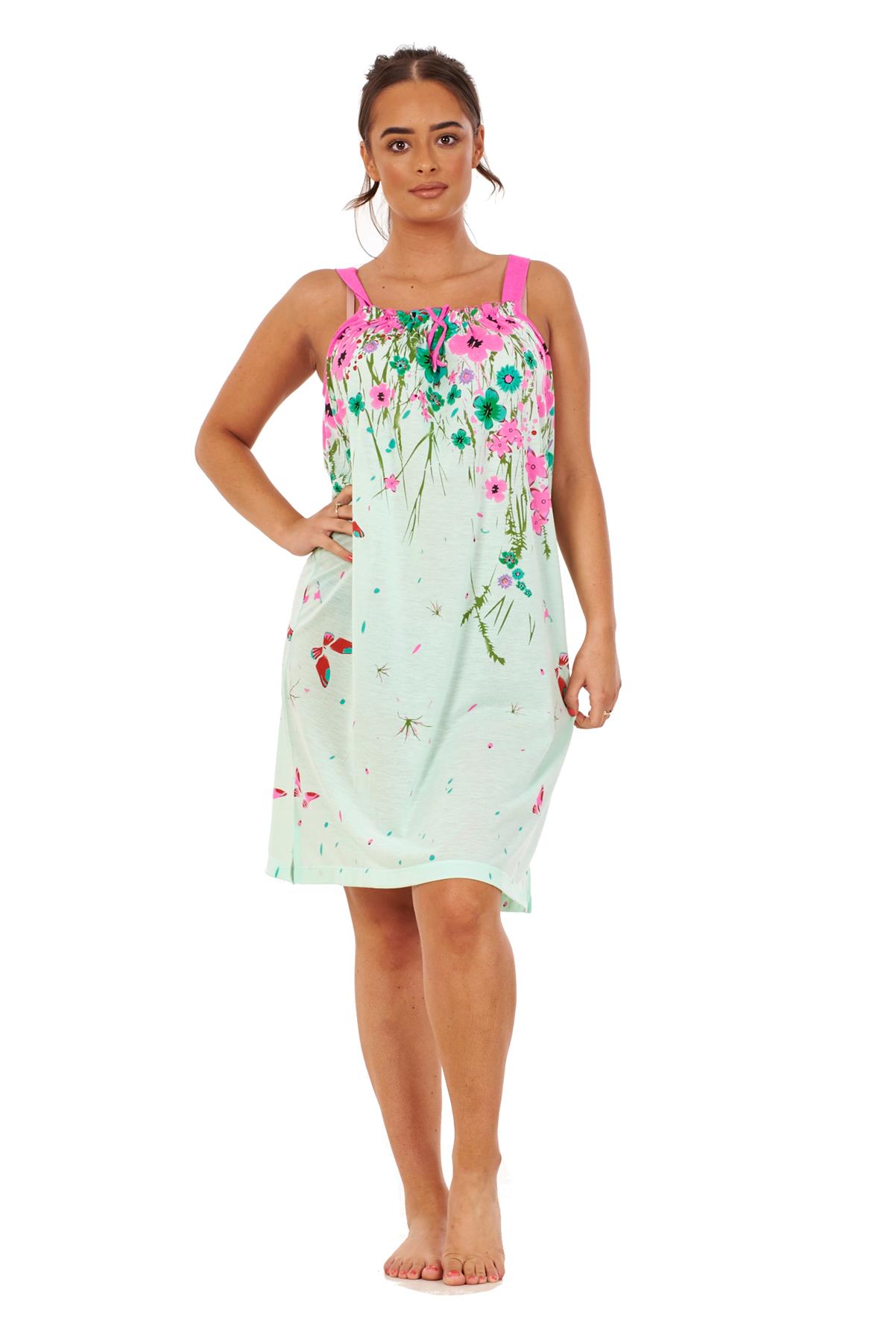Ladies Sleeveless Nightdress Poppy Floral Cotton Short Nightwear M to 3XL - Picture 7 of 43