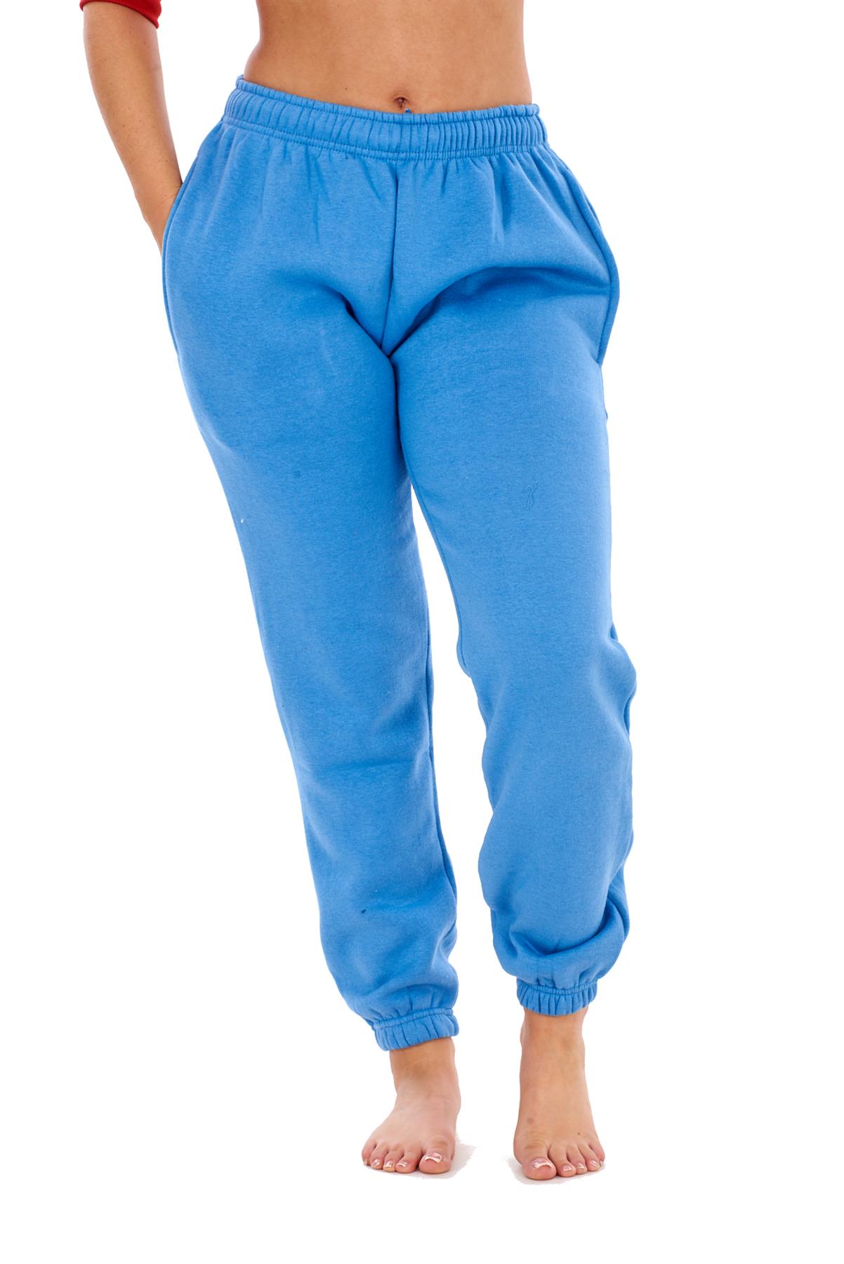 Womens Basic Fleece Joggers Regular Tracksuit Bottom Cuffed Ankle Cotton Blend - Picture 7 of 56