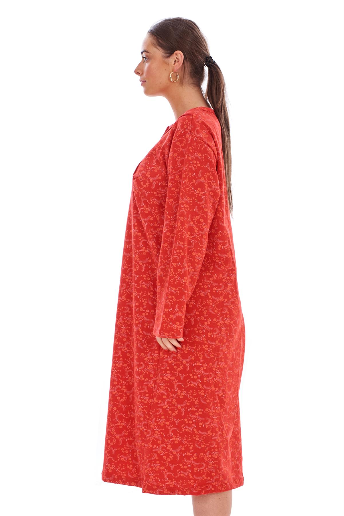 Ladies 100% Cotton Thermal Nightdress Long Sleeve Floral Print Warm Nightwear | eBay