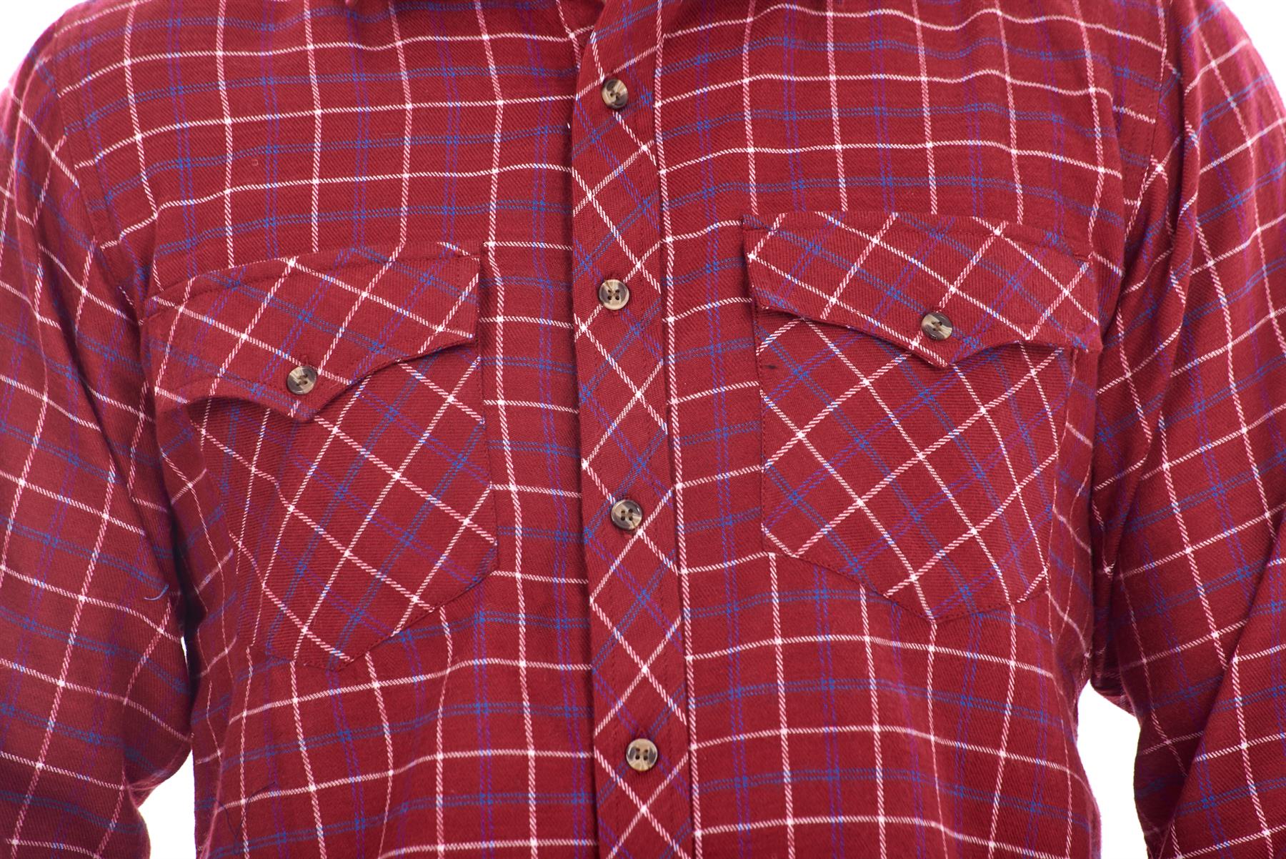 Mens Flannel Check Shirts Yarn Dyed Cotton Brushed Long Sleeve Casual Top - Picture 31 of 32