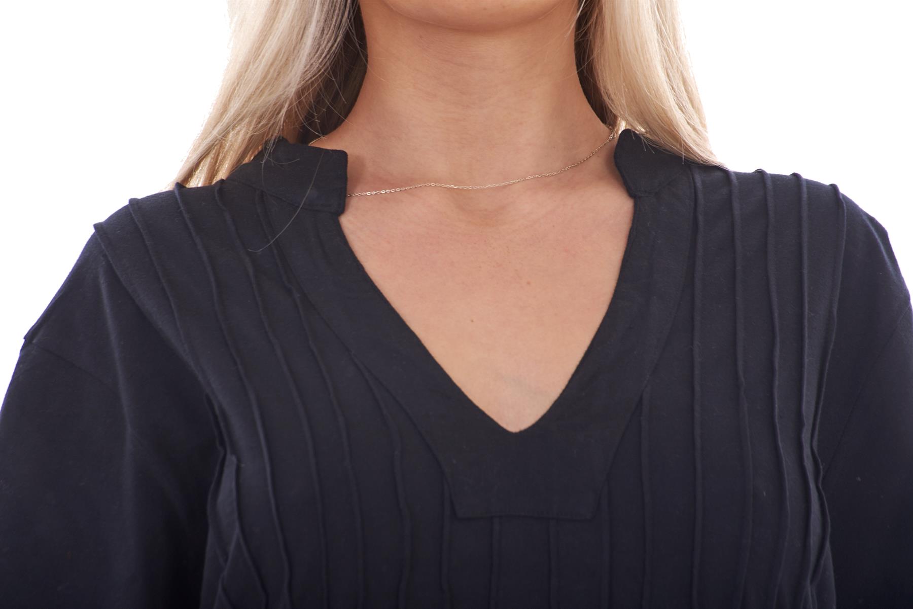 Ladies Plain Cotton Nightwear V-Neck Pleated Short Sleeve Nightie Nightshirt - Picture 10 of 33