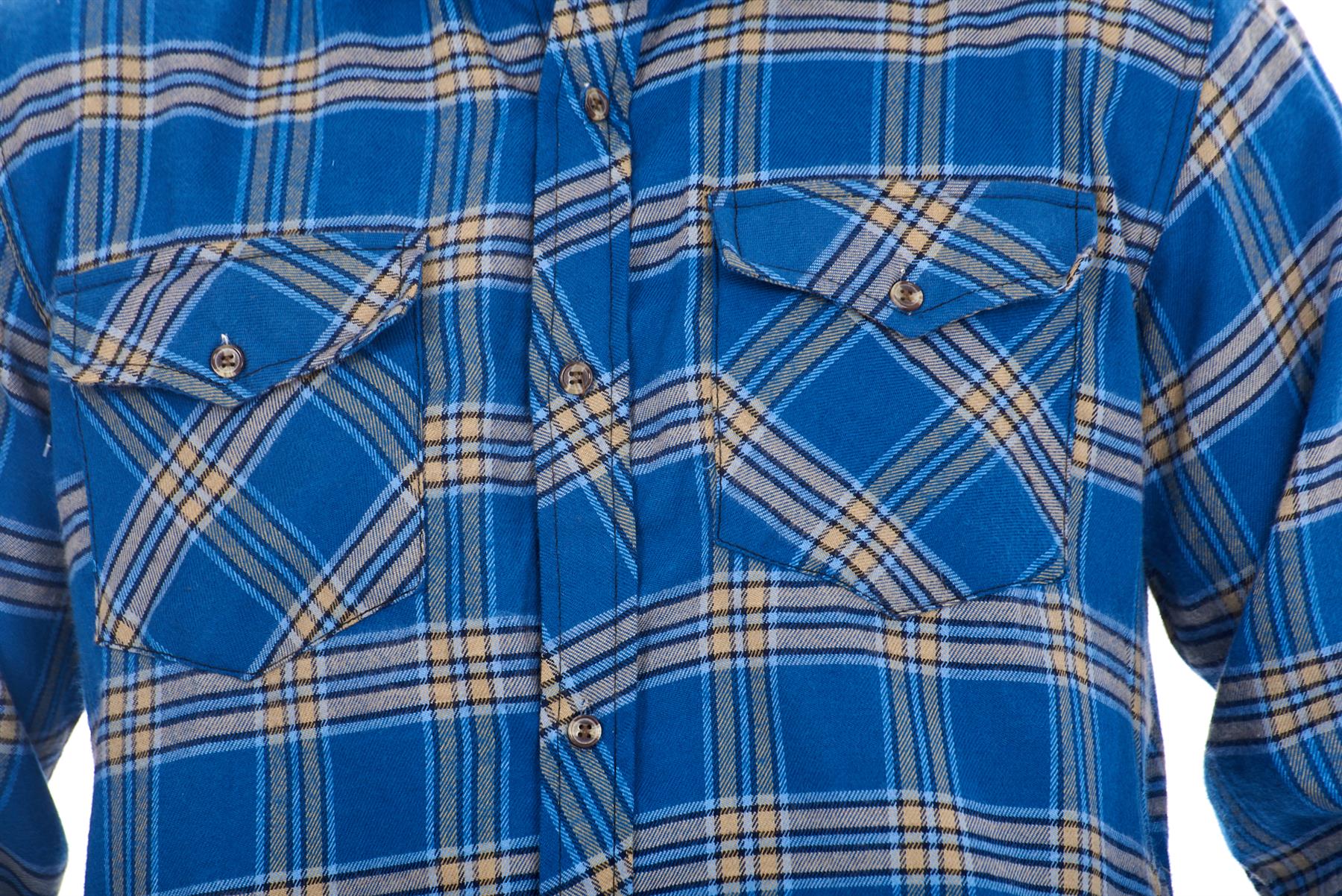 Mens Flannel Check Shirts Yarn Dyed Cotton Brushed Long Sleeve Casual Top - Picture 23 of 32