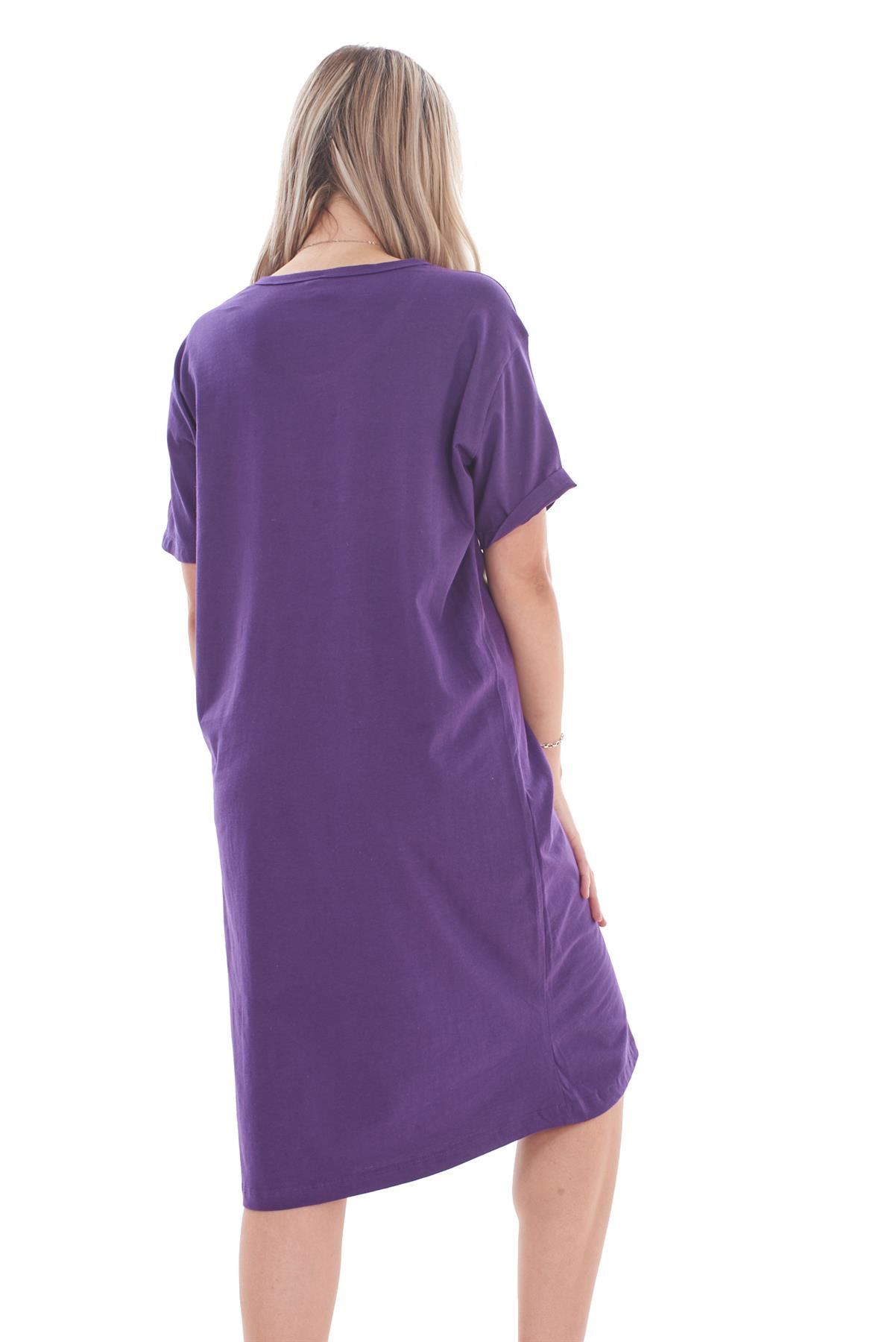 Ladies Short Sleeve Nightdress Slogan Print Cotton Nightie Plus Size M-XXL - Picture 31 of 34