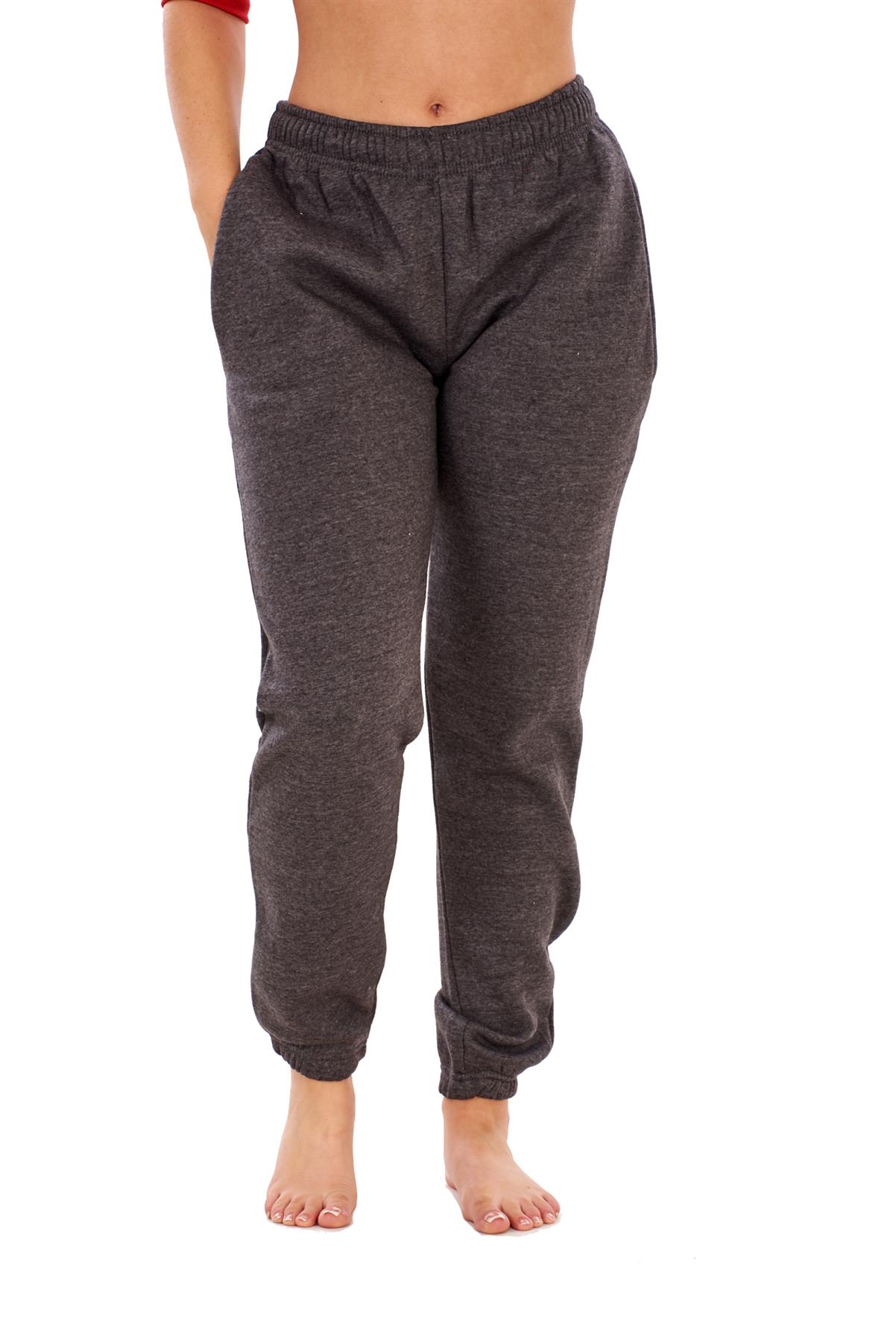 Womens Basic Fleece Joggers Regular Tracksuit Bottom Cuffed Ankle Cotton Blend - Picture 12 of 56