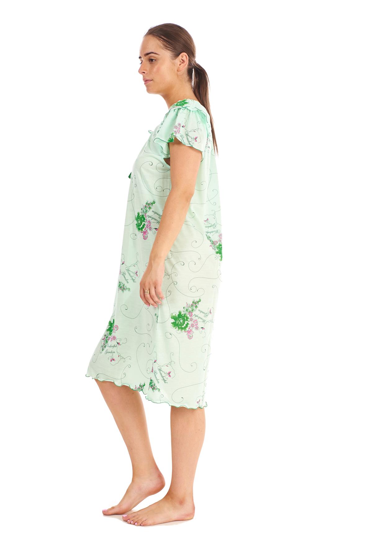 Ladies Short Nightdress Cotton Blend Cap Sleeve Nightwear Peony Floral M to XXXL - Picture 9 of 46