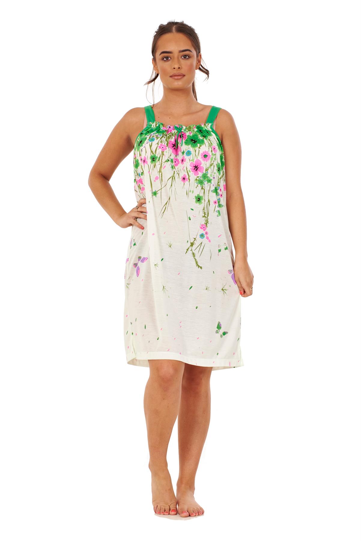 Ladies Sleeveless Nightdress Poppy Floral Cotton Short Nightwear M to 3XL - Picture 20 of 43
