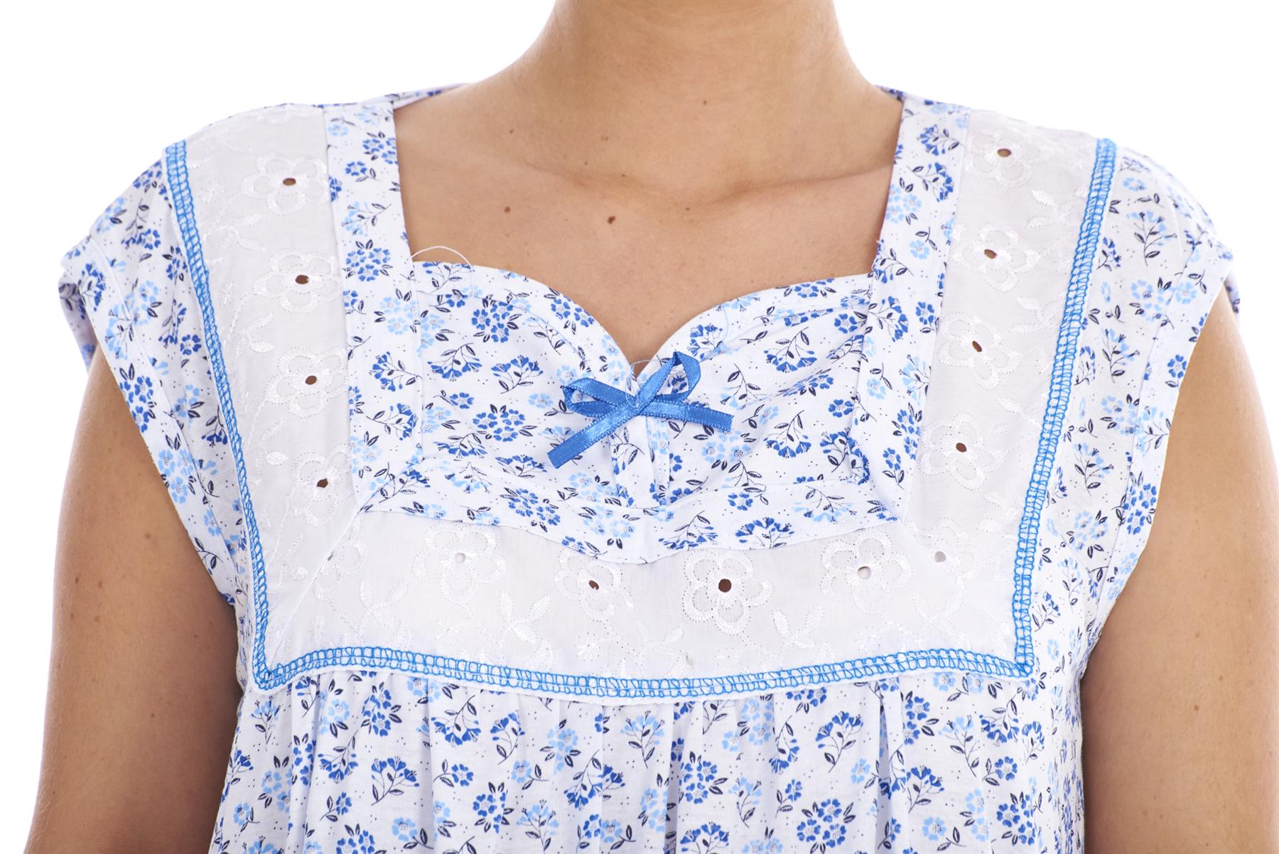 Women Sleeveless Nightwear Floral Print 100% Cotton Long Nightdress M to XXXL - Picture 5 of 15