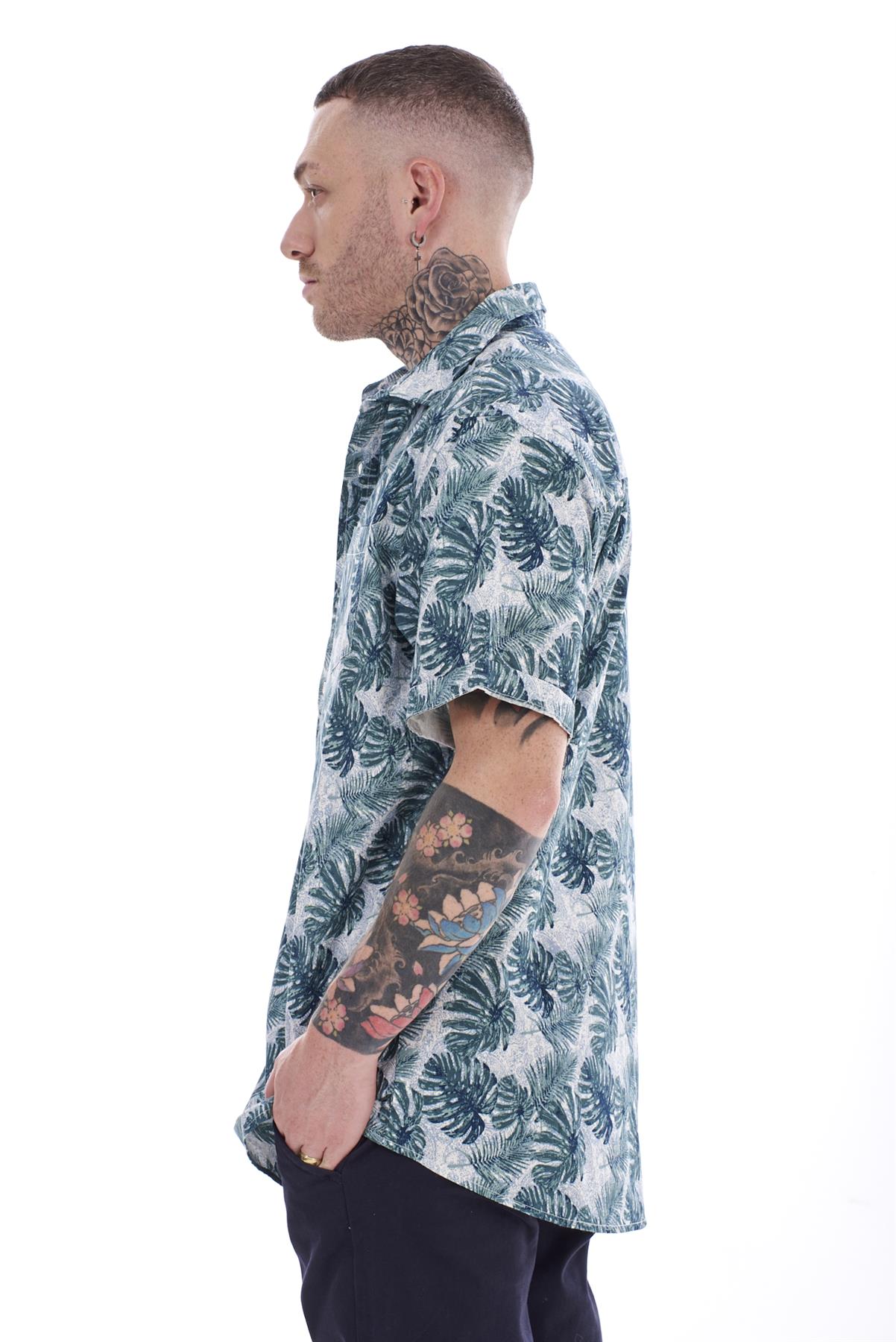 Mens Casual Shirts 100% Cotton Printed Short Sleeve Regular Big Size Formal Top - Picture 24 of 37