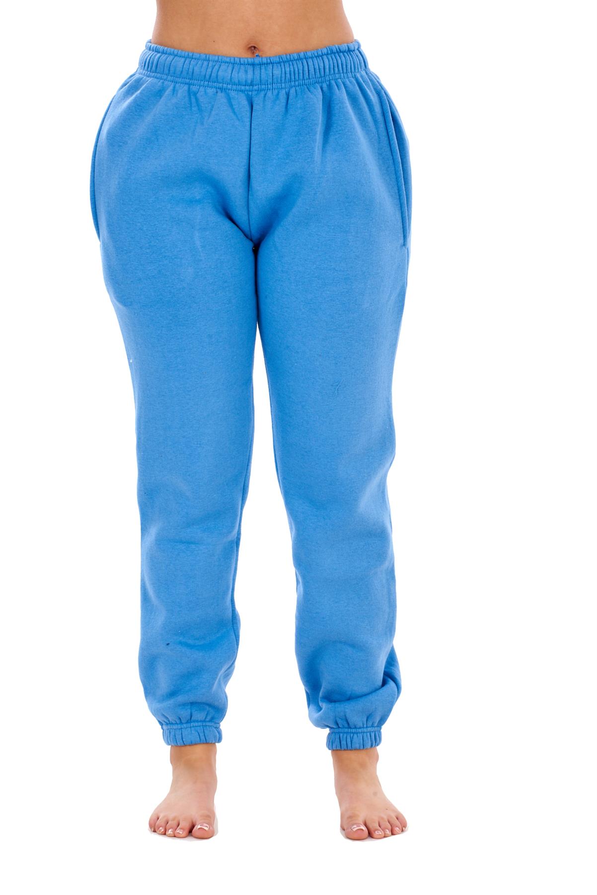 Womens Basic Fleece Joggers Regular Tracksuit Bottom Cuffed Ankle Cotton Blend - Picture 9 of 56