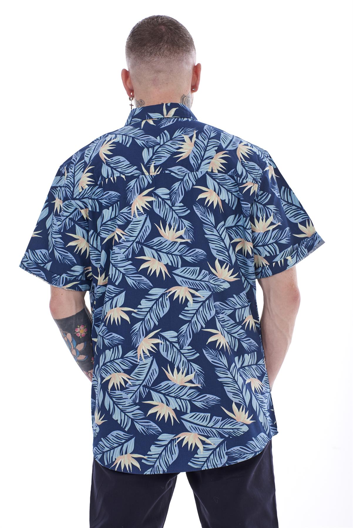 Mens Casual Shirts 100% Cotton Printed Short Sleeve Regular Big Size Formal Top - Picture 36 of 37