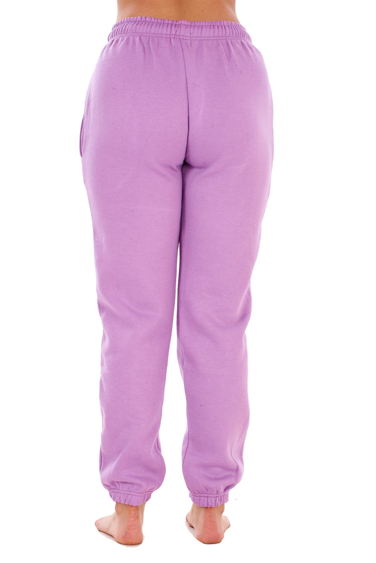 Womens Basic Fleece Joggers Regular Tracksuit Bottom Cuffed Ankle Cotton Blend - Picture 49 of 56