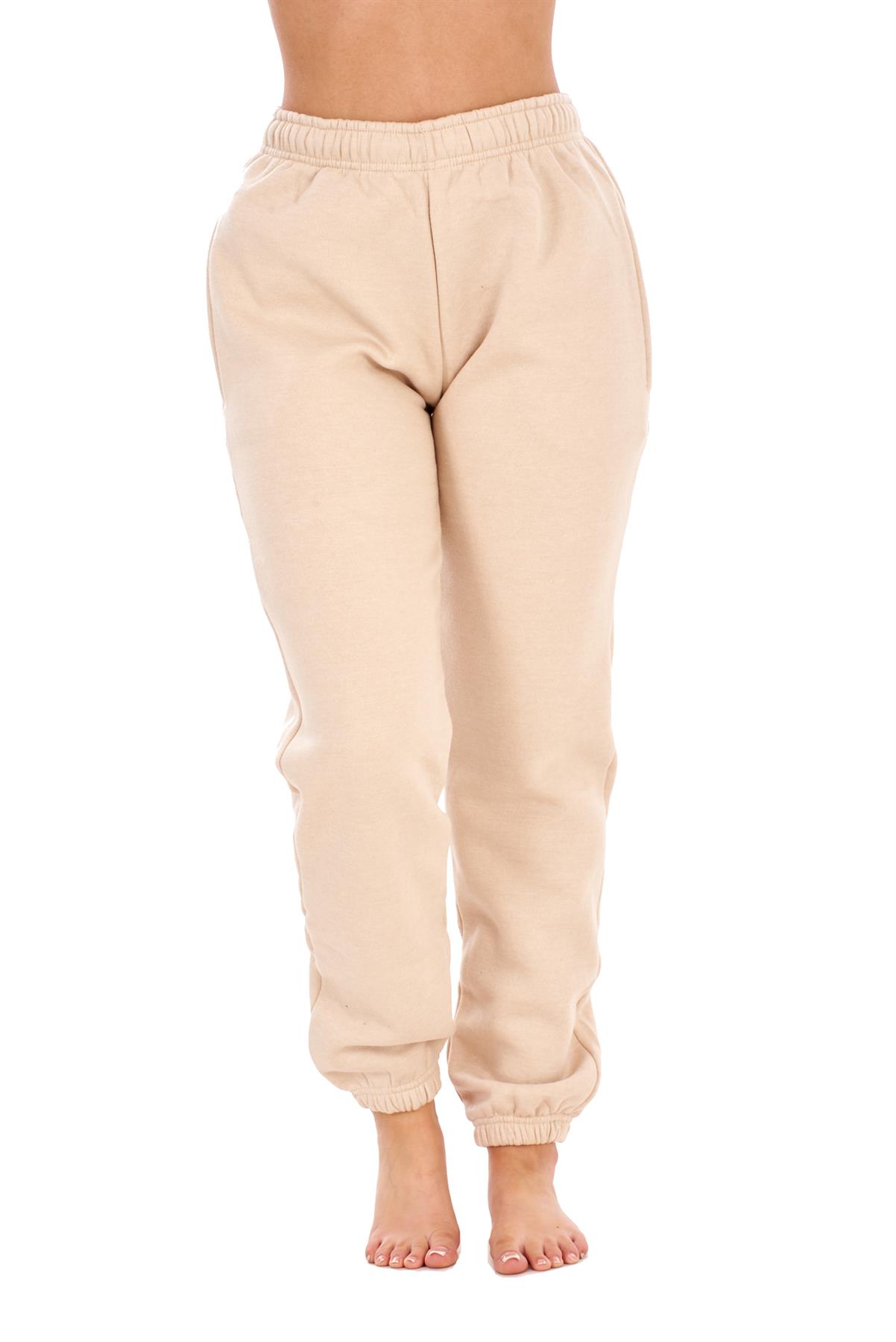 Womens Basic Fleece Joggers Regular Tracksuit Bottom Cuffed Ankle Cotton Blend - Picture 40 of 56