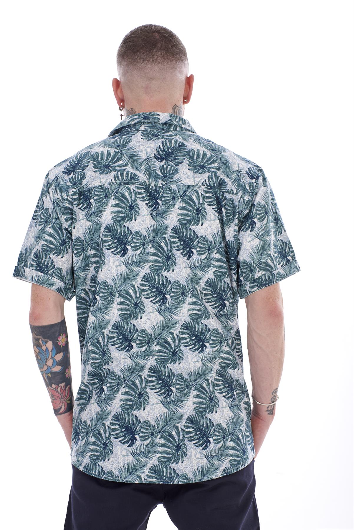 Mens Casual Shirts 100% Cotton Printed Short Sleeve Regular Big Size Formal Top - Picture 21 of 37