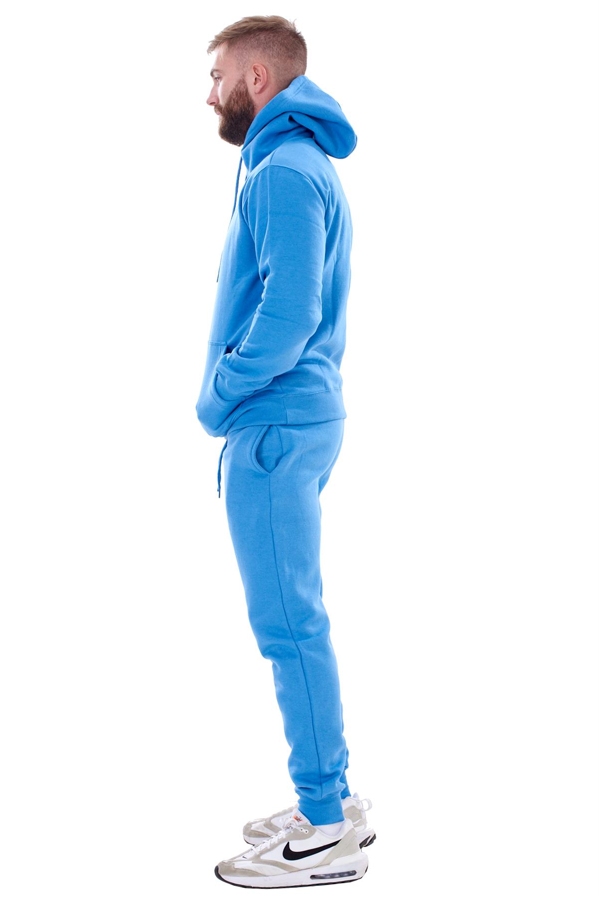 Mens Hooded Plain Tracksuit Fleece Ribbed Cuff Sweatshirts Cotton Blend Joggers - Picture 15 of 33
