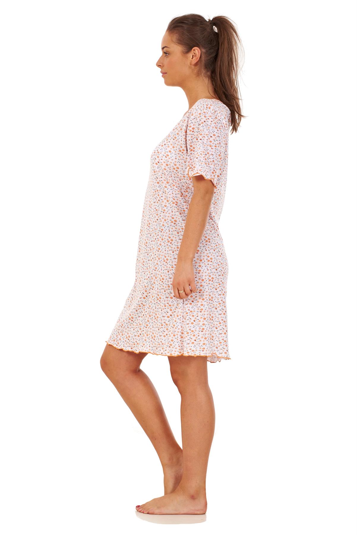 Ladies Floral Nightdress Short Sleeve Soft Cotton Lightweight Sleepwear - Picture 20 of 26