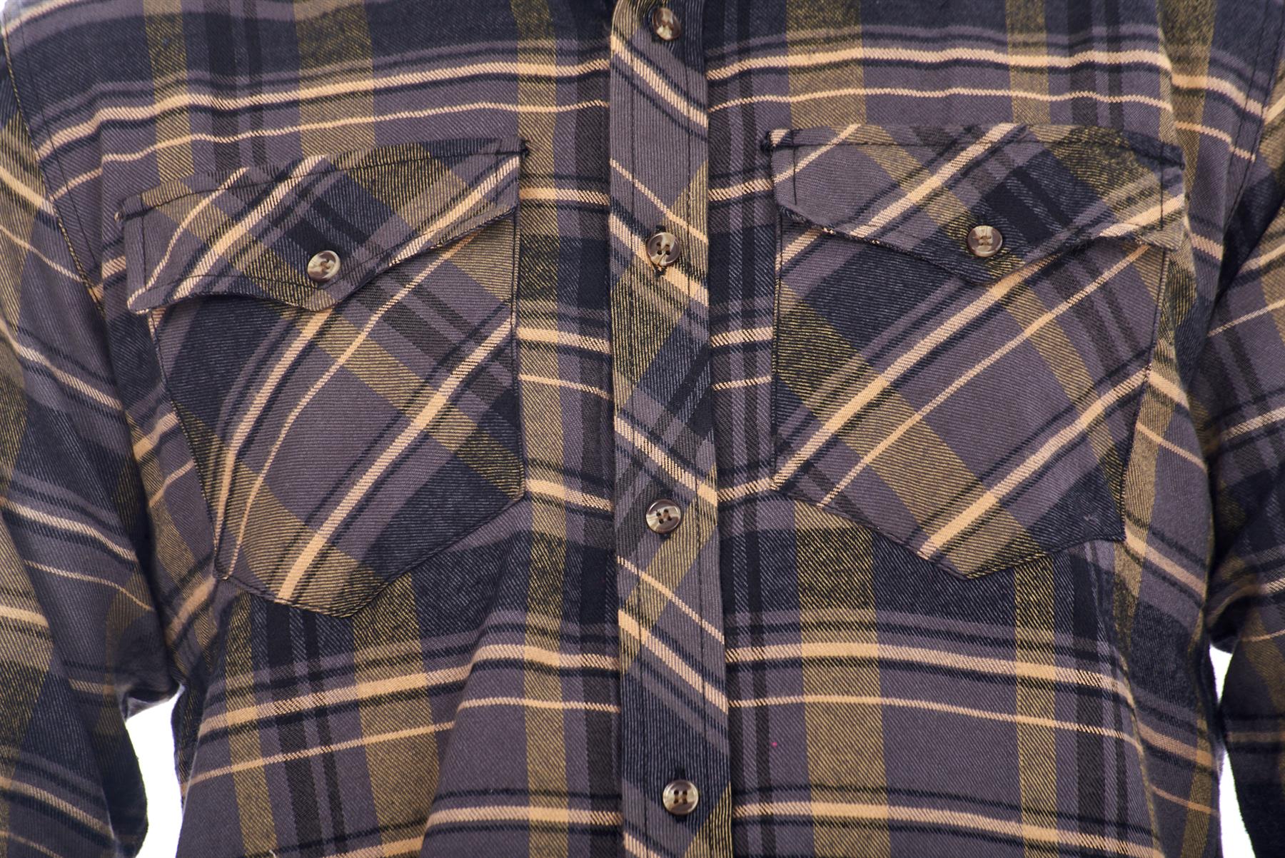 Mens Flannel Check Shirts Yarn Dyed Cotton Brushed Long Sleeve Casual Top - Picture 10 of 32