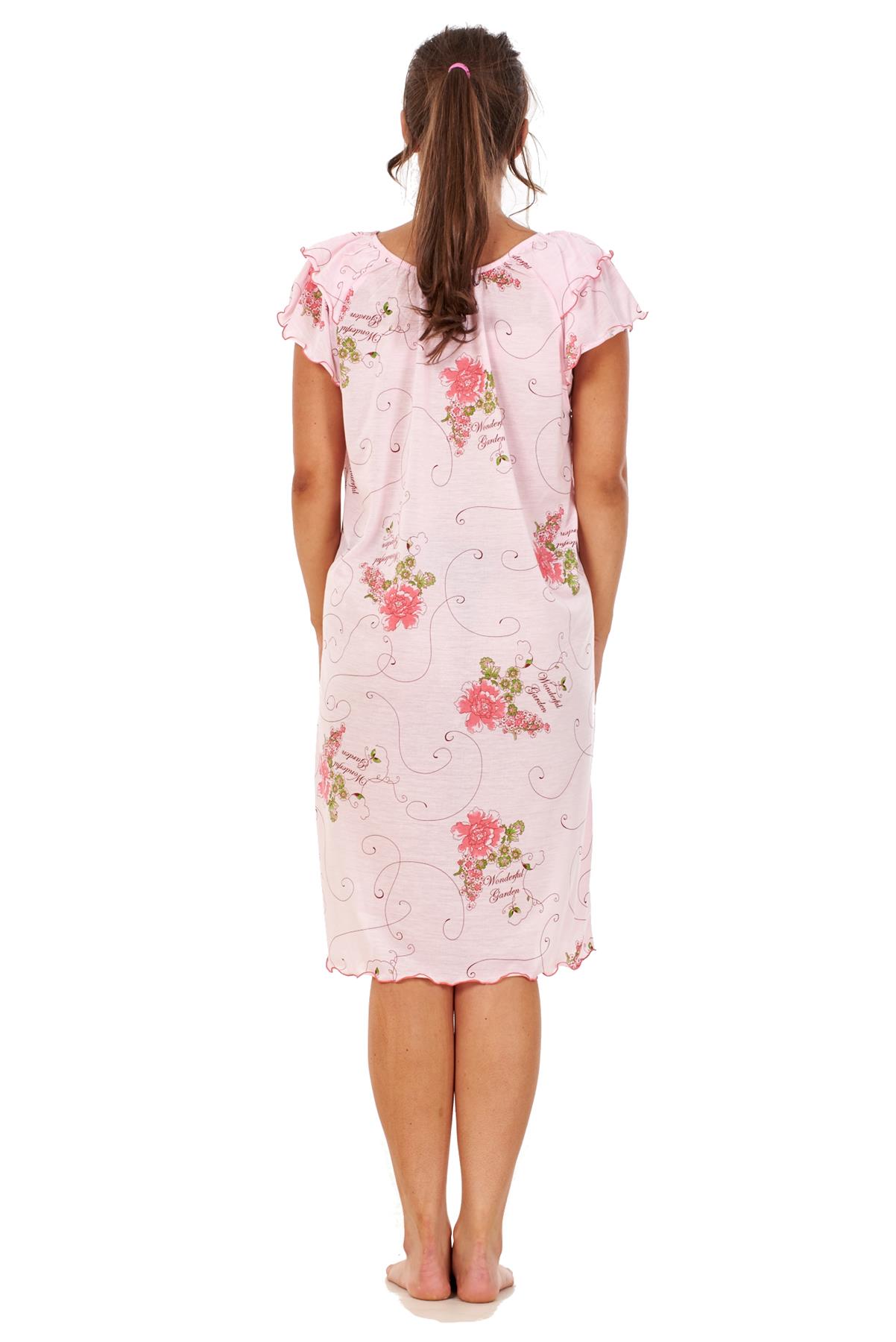 Ladies Short Nightdress Cotton Blend Cap Sleeve Nightwear Peony Floral M to XXXL - Picture 30 of 46