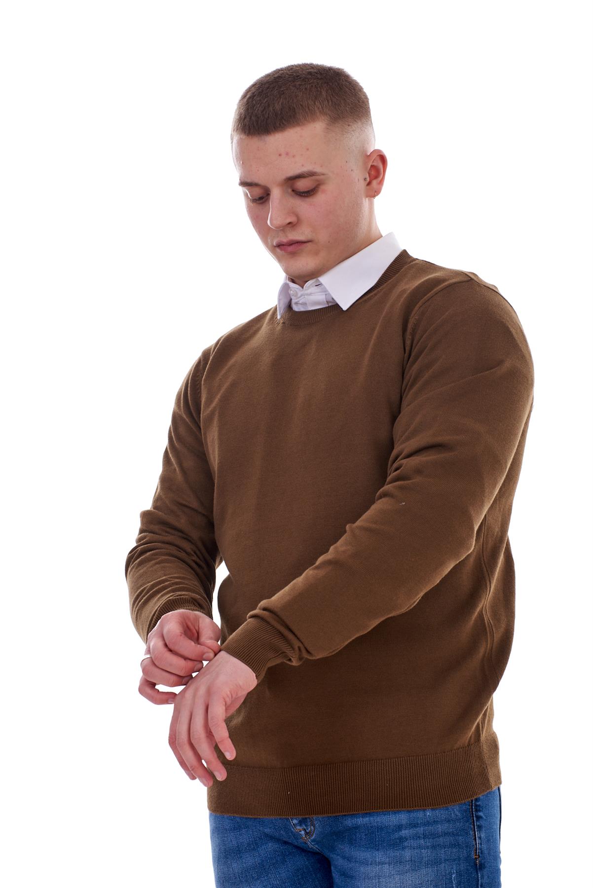 Mens Plain Jumper Ex-Chain Store Crew Neck Long Sleeve Knitted Pullover Sweater - Picture 12 of 41