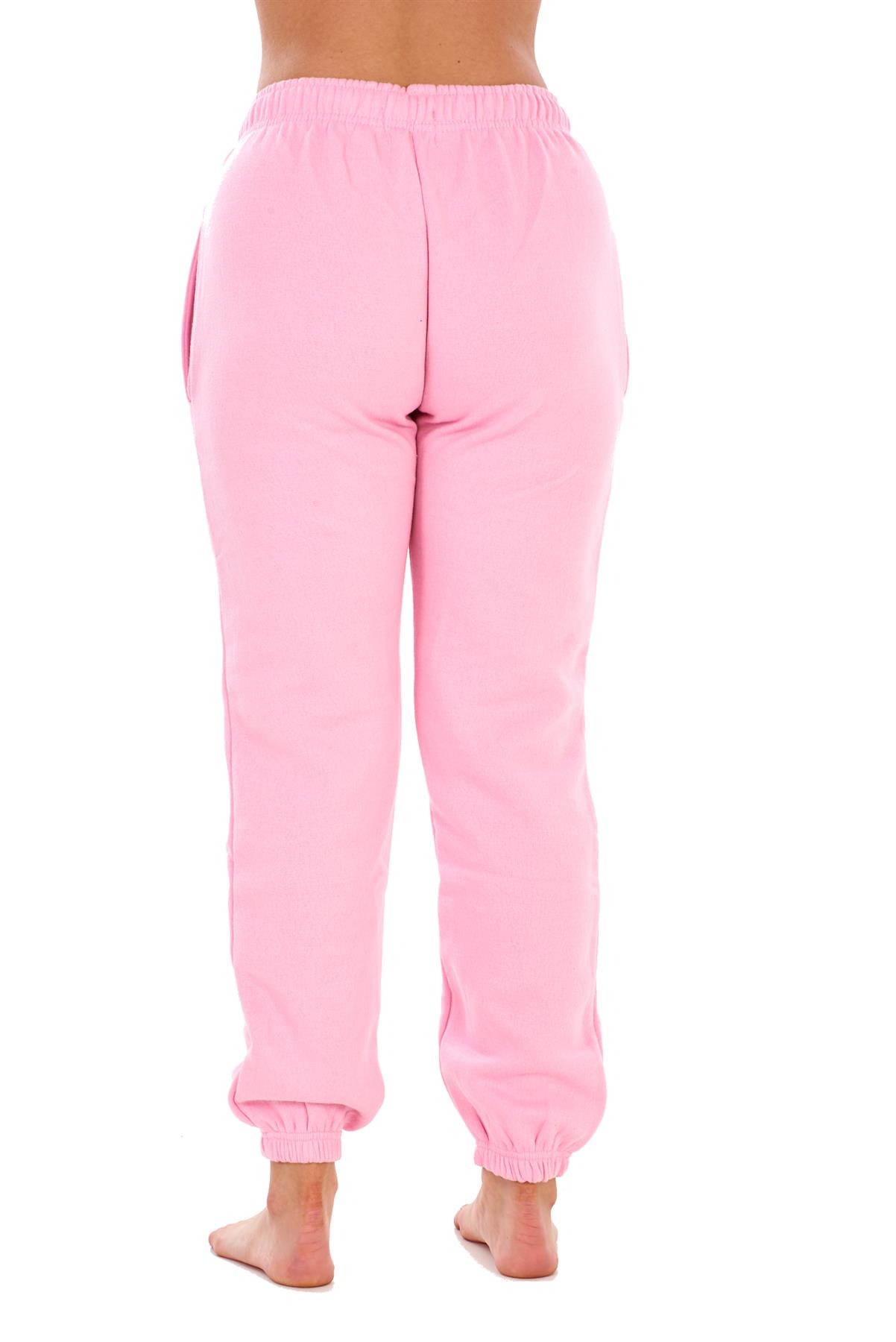 Womens Basic Fleece Joggers Regular Tracksuit Bottom Cuffed Ankle Cotton Blend - Picture 45 of 56