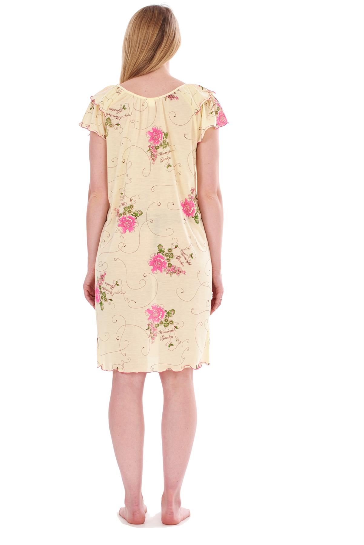 Ladies Short Nightdress Cotton Blend Cap Sleeve Nightwear Peony Floral M to XXXL - Picture 44 of 46