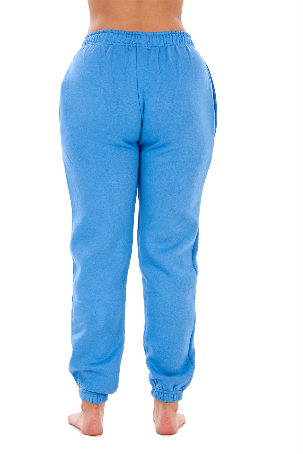 Womens Basic Fleece Joggers Regular Tracksuit Bottom Cuffed Ankle Cotton Blend - Picture 8 of 56