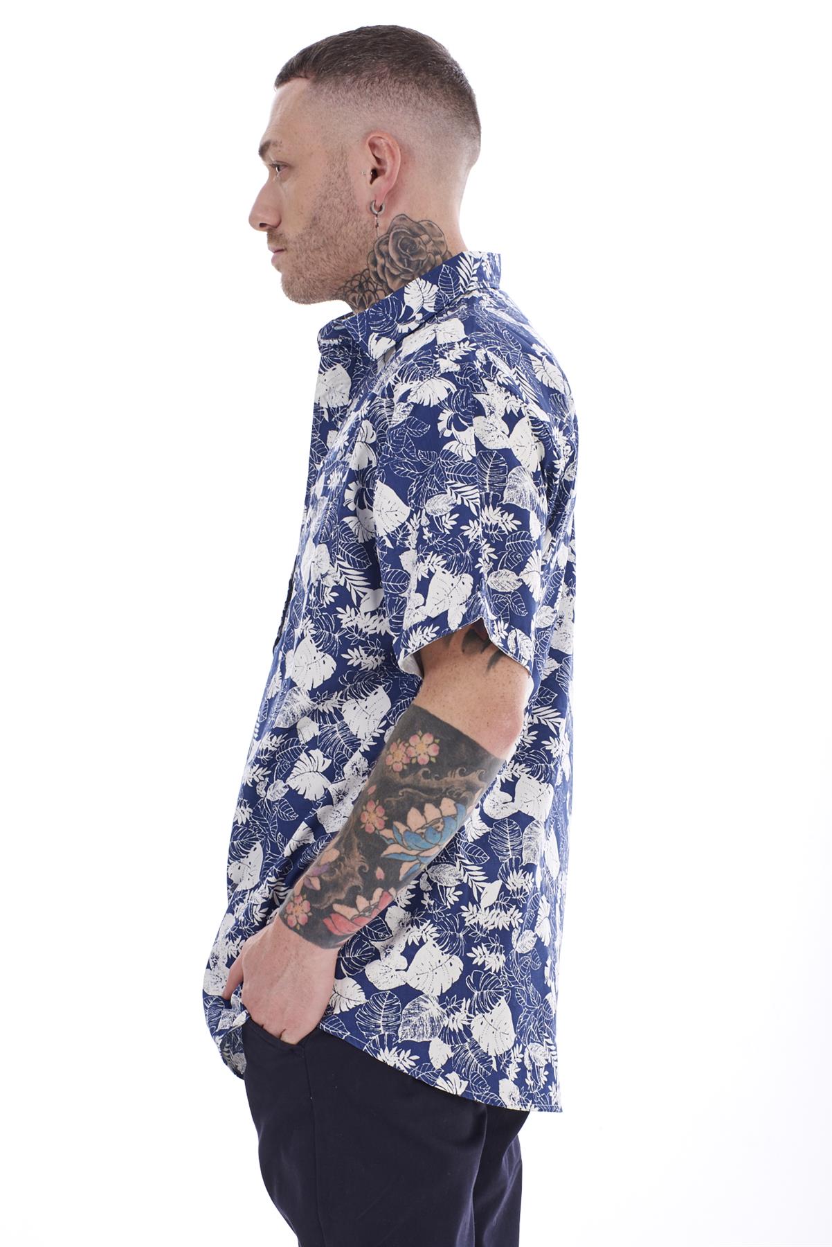 Mens Casual Shirts 100% Cotton Printed Short Sleeve Regular Big Size Formal Top - Picture 13 of 37