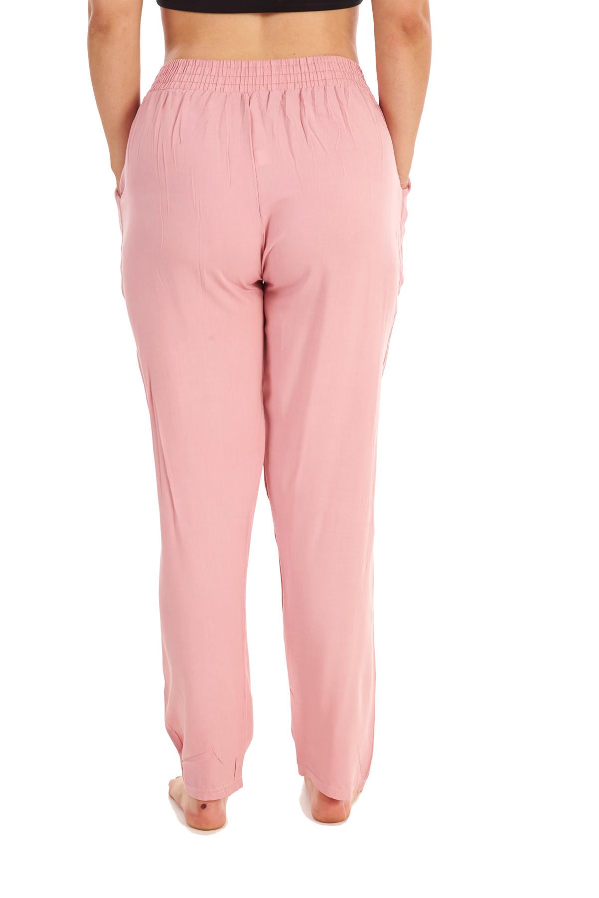 Ladies 100% Cotton Trousers Elasticated Narrow leg Tapered Pockets Regular Pants | eBay