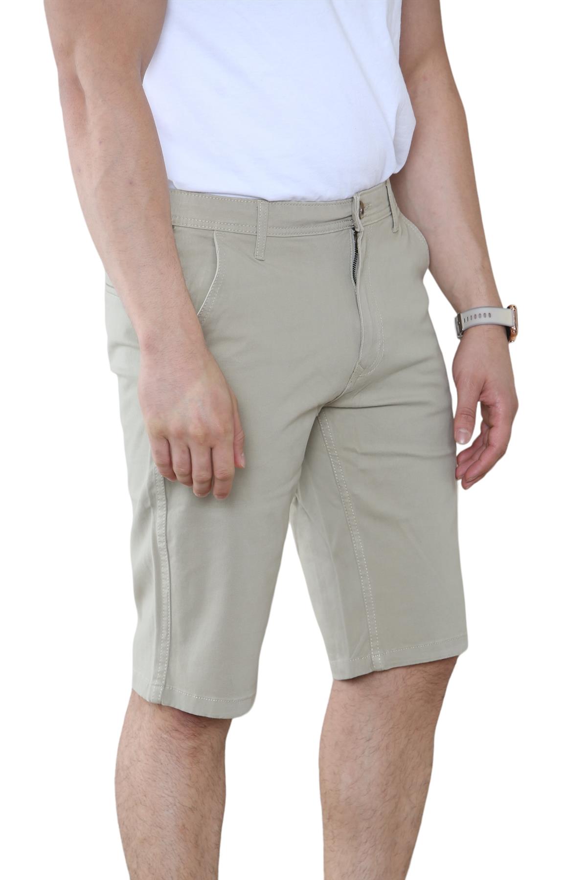 Mens Stretch Chino Shorts Knee Length Casual Summer Cotton Slim Fit Zip Fly - Picture 7 of 19