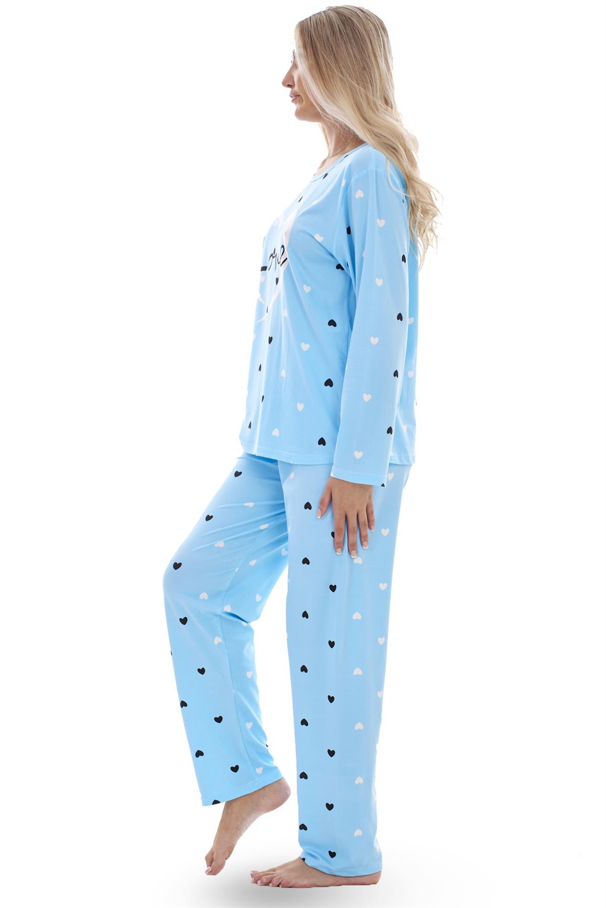 Ladies Pyjama Set Love Crew Neck Long Sleeve Soft Cotton Loungewear PJs M to XXL - Picture 7 of 25