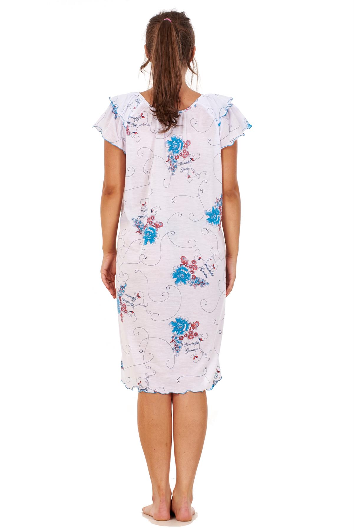 Ladies Short Nightdress Cotton Blend Cap Sleeve Nightwear Peony Floral M to XXXL - Picture 40 of 46