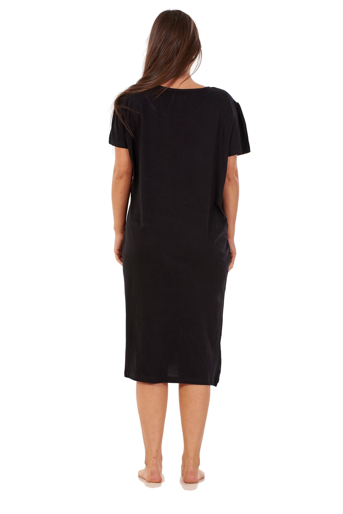 Ladies Nightdress Round Neck Printed Words Short Sleeve Nightie