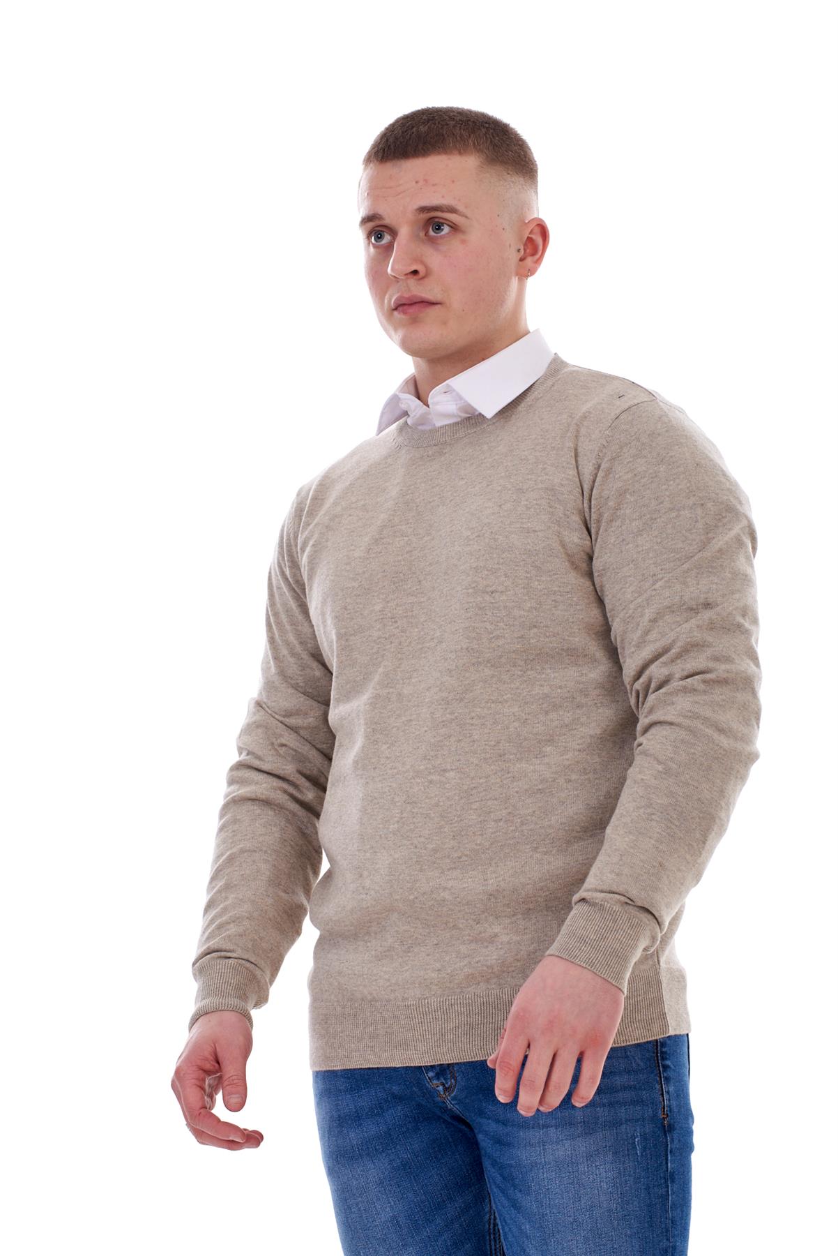 Mens Plain Jumper Ex-Chain Store Crew Neck Long Sleeve Knitted Pullover Sweater - Picture 41 of 41
