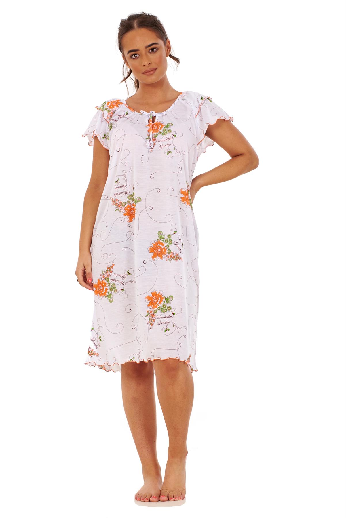 Ladies Short Nightdress Cotton Blend Cap Sleeve Nightwear Peony Floral M to XXXL - Picture 23 of 46