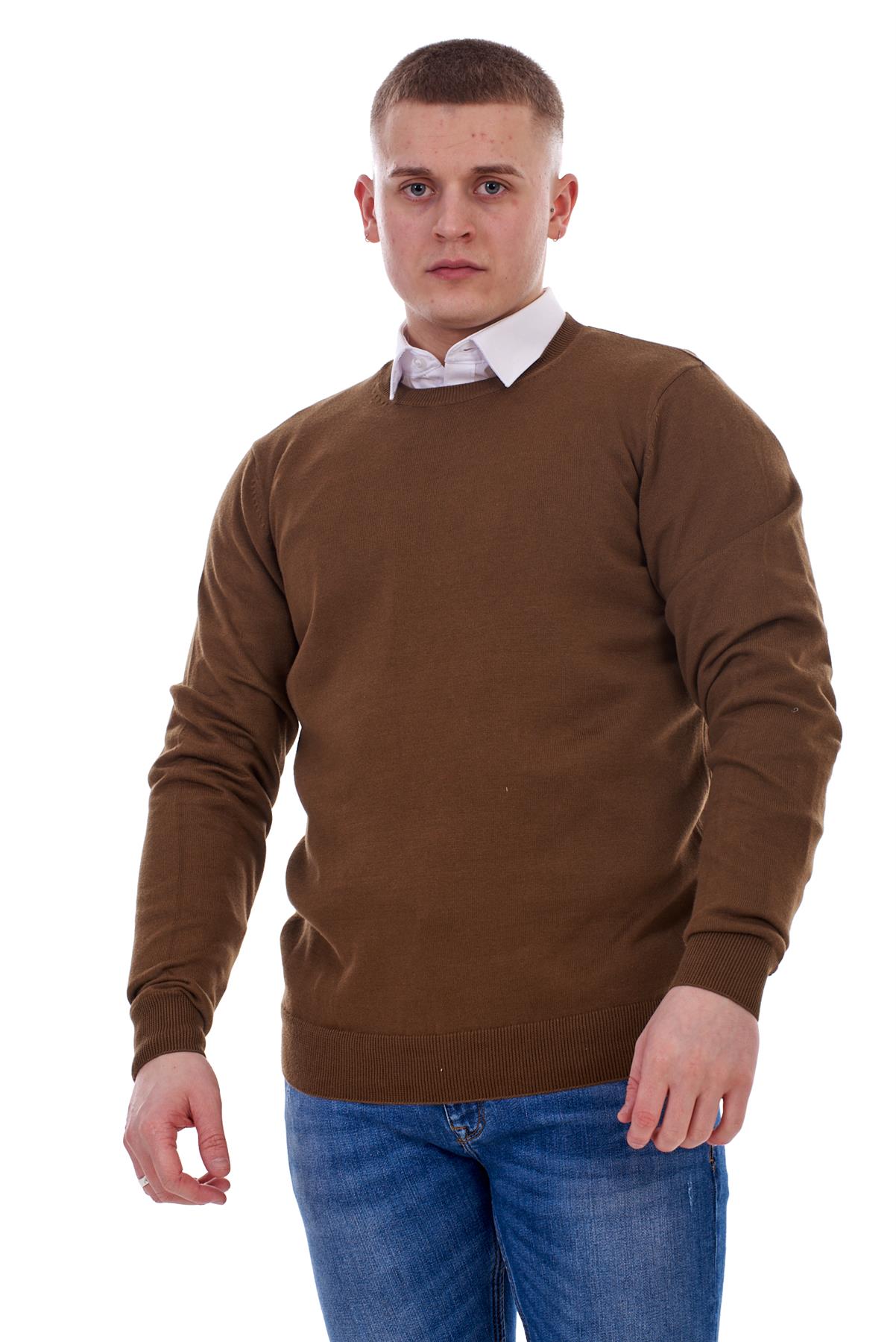 Mens Plain Jumper Ex-Chain Store Crew Neck Long Sleeve Knitted Pullover Sweater - Picture 7 of 41