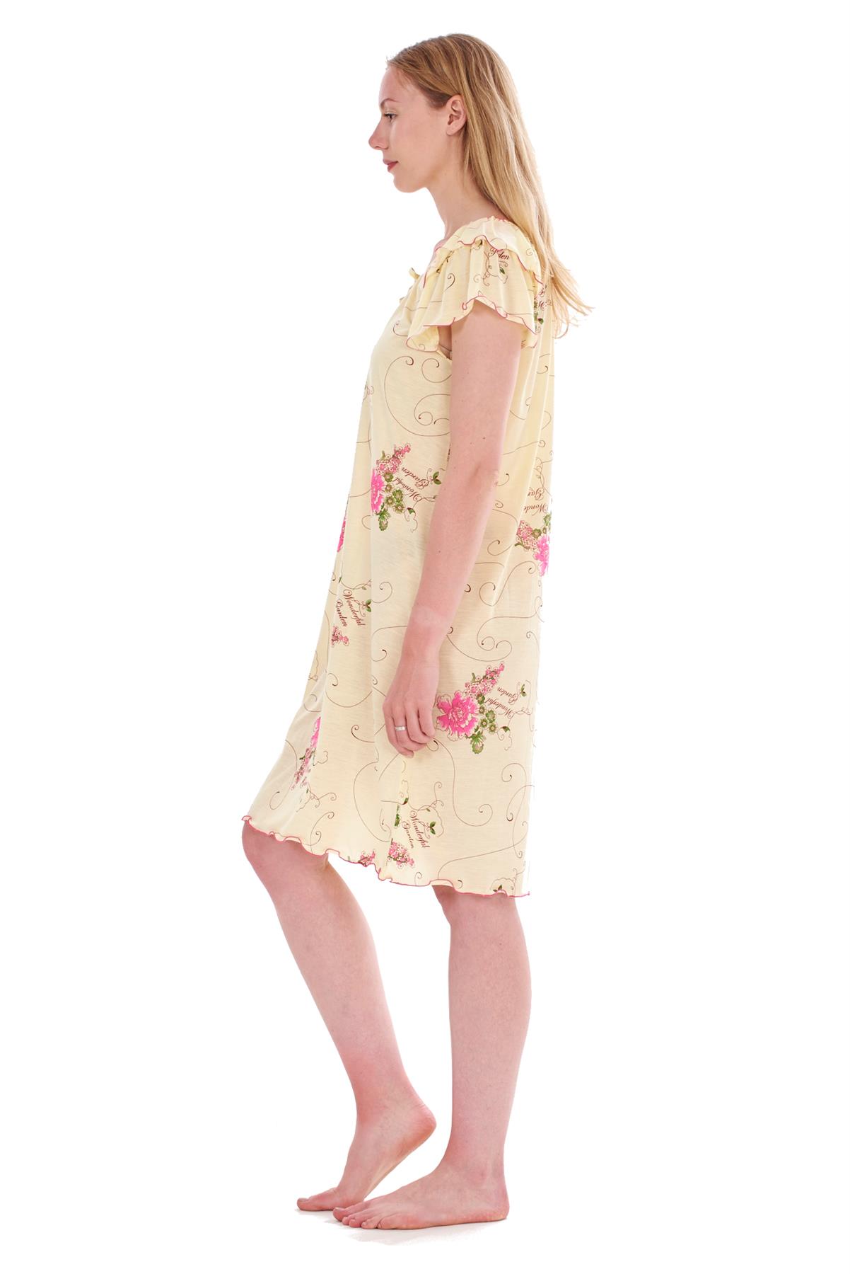 Ladies Short Nightdress Cotton Blend Cap Sleeve Nightwear Peony Floral M to XXXL - Picture 43 of 46
