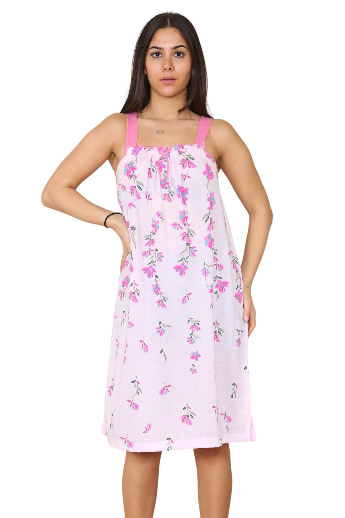 Ladies Strappy Nightdress Short Floral Cotton Sleeveless Lingerie Nightwear M3XL - Picture 29 of 39