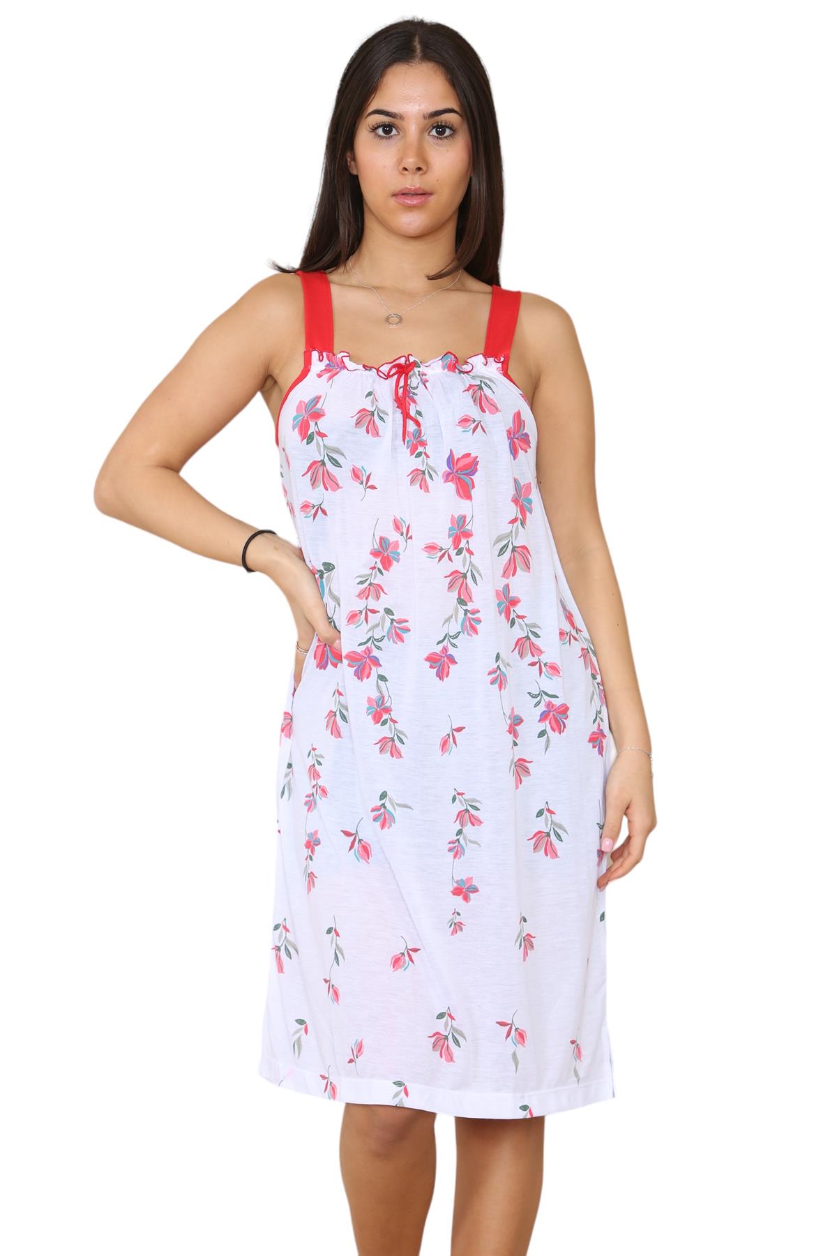 Ladies Strappy Nightdress Short Floral Cotton Sleeveless Lingerie Nightwear M3XL - Picture 32 of 39