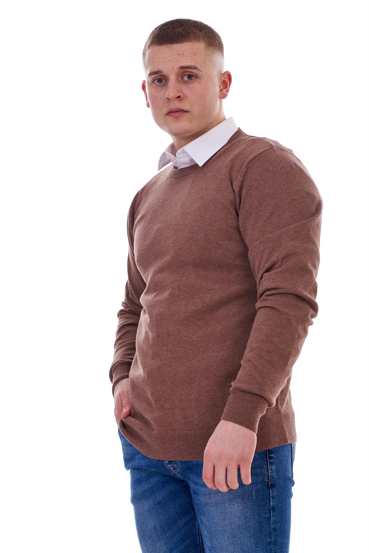 Mens Plain Jumper Ex-Chain Store Crew Neck Long Sleeve Knitted Pullover Sweater - Picture 28 of 41